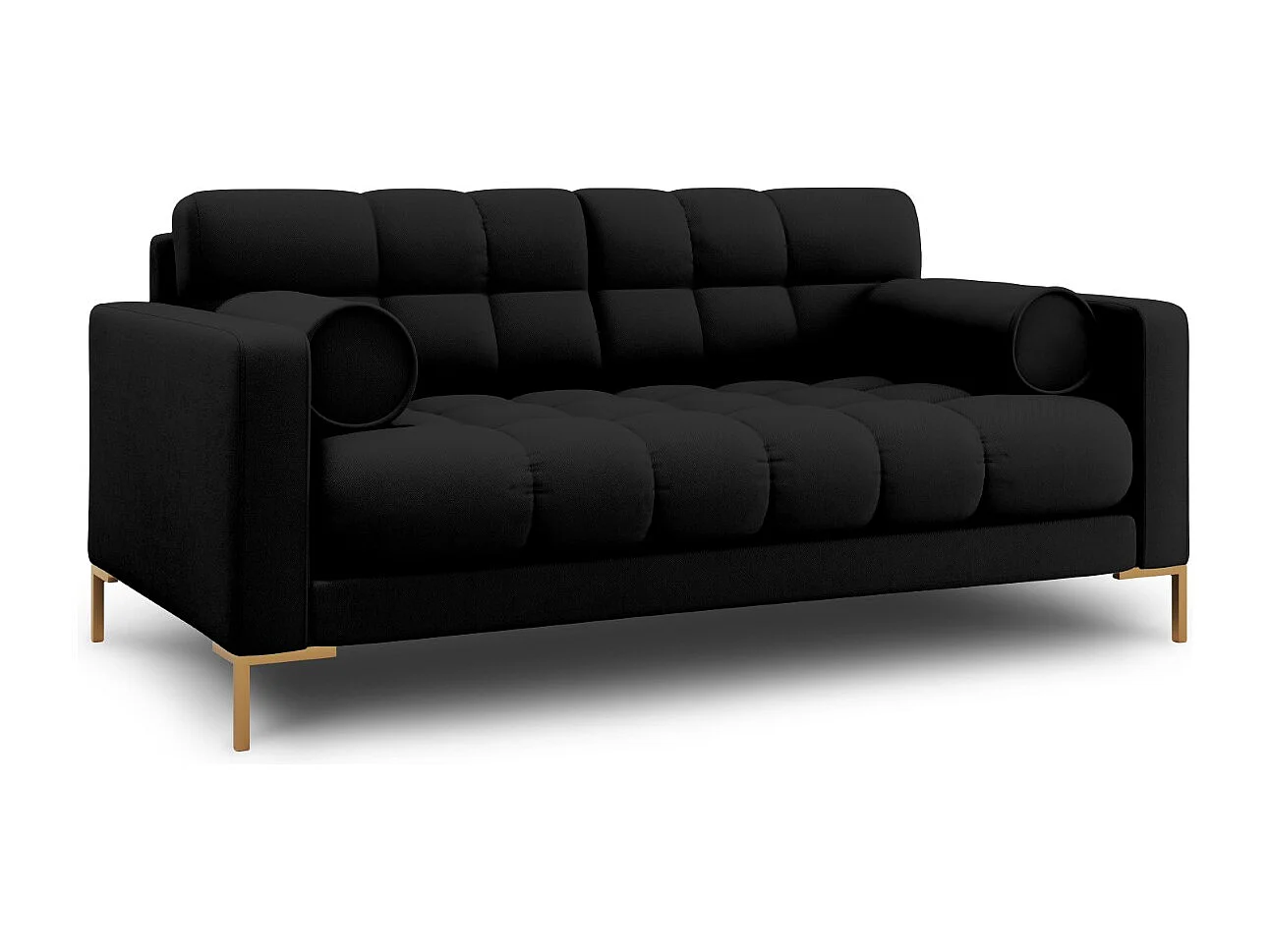 Cosmopolitan Design - Canapé "Bali" 2 places en tissu structurel noir - 152x92x75cm