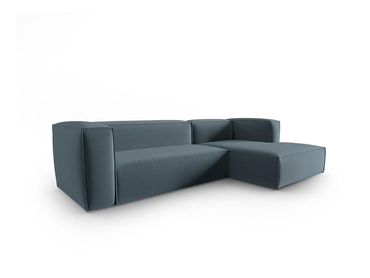 Cosmopolitan Design - Canapé d'angle gauche "Mackay" 4 places en velours bleu pastel - 282x166x73cm