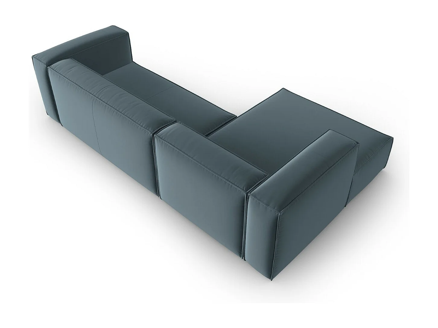 Cosmopolitan Design - Canapé d'angle gauche "Mackay" 4 places en velours bleu pastel - 282x166x73cm