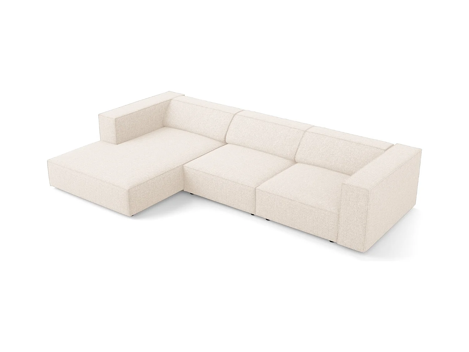 Cosmopolitan Design - Canapé d'angle gauche "Arendal" 4 places en chenille beige clair - 284x166x70cm