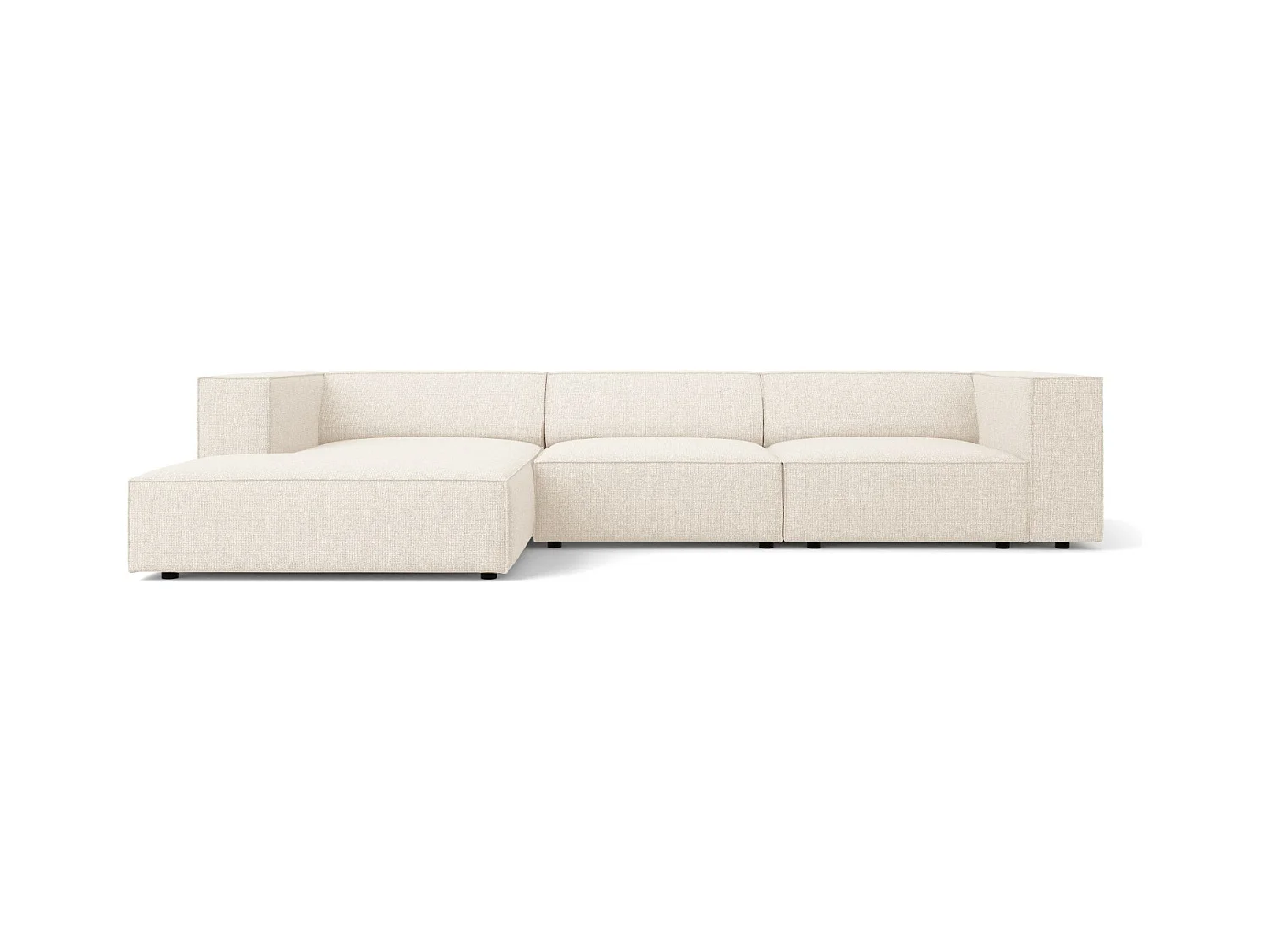 Cosmopolitan Design - Linker hoekbank "Arendal" 4 zitplaatsen, Chenille, Lichtbeige - 284x166x70cm
