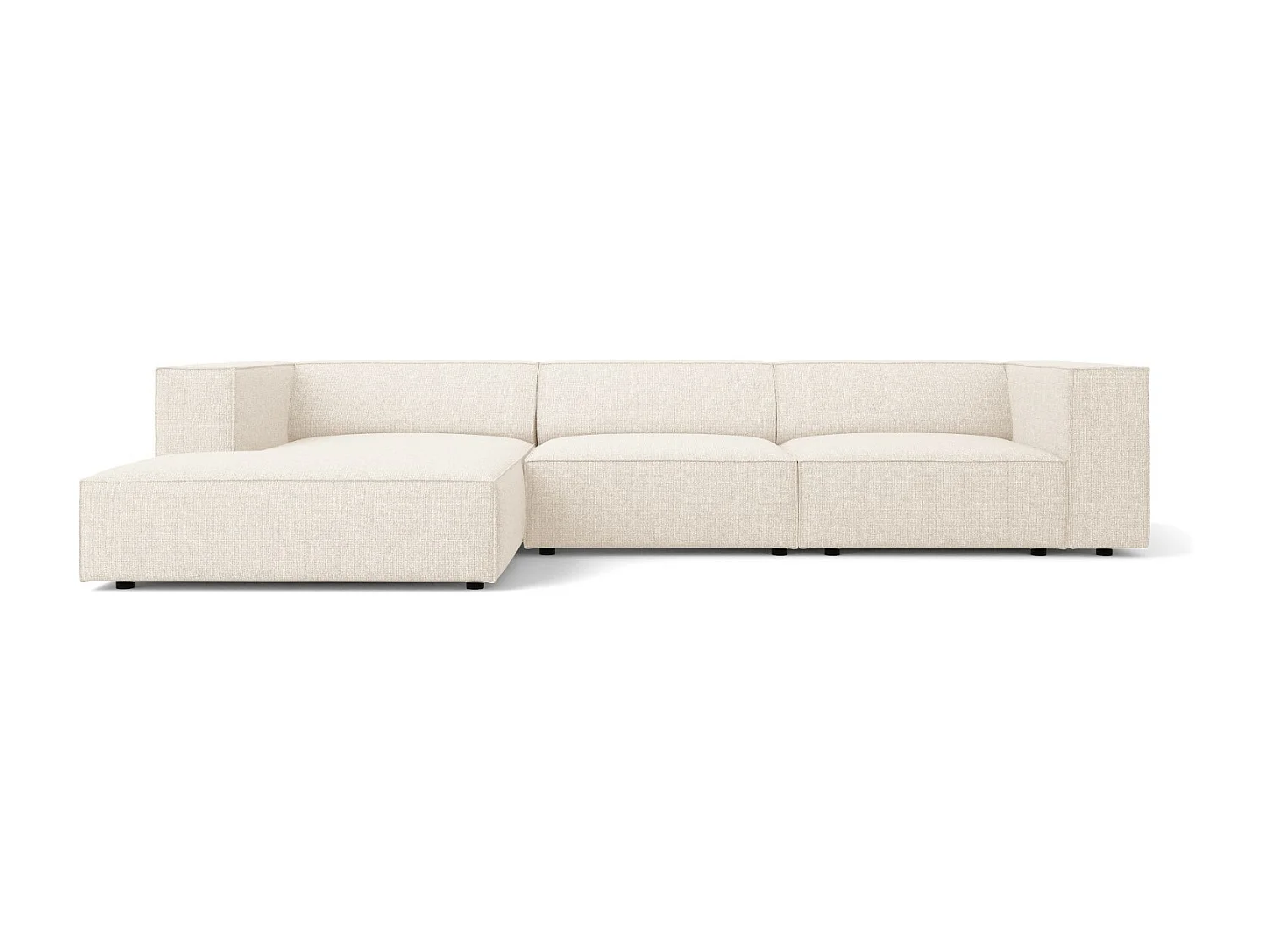 Cosmopolitan Design - Sofá de canto esquerdo "Arendal" 4 lugares em tecido chenille bege claro - 284x166x70cm