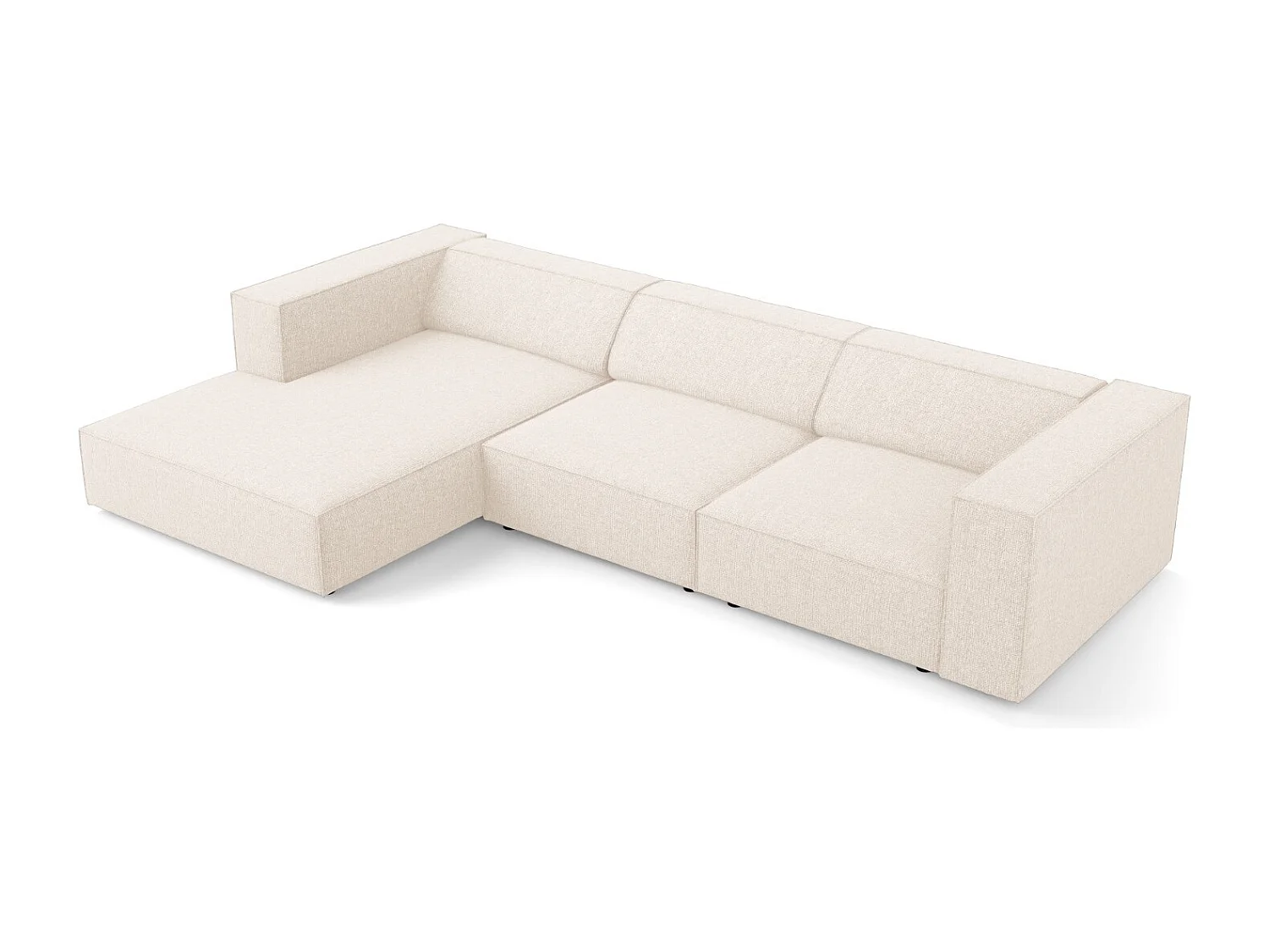 Cosmopolitan Design - Sofá de canto esquerdo "Arendal" 4 lugares em tecido chenille bege claro - 284x166x70cm