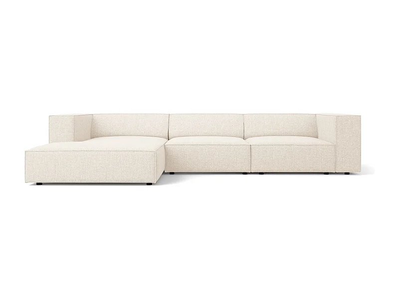 Cosmopolitan Design - Sofá de canto esquerdo "Arendal" 4 lugares em tecido chenille bege claro - 284x166x70cm