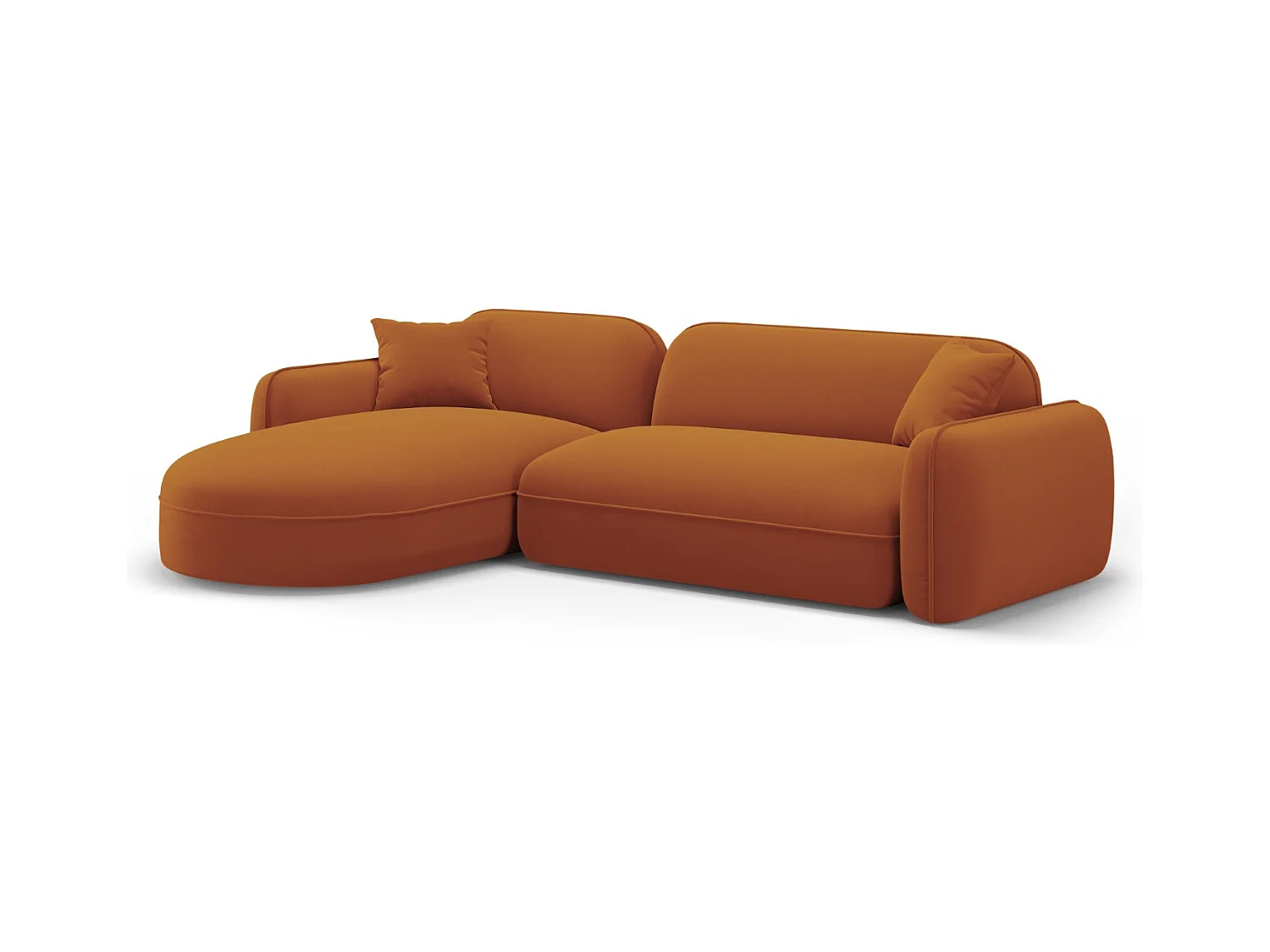 CXL by Christian Lacroix - Canapé d'angle gauche modulable "Lucien" 4 places en velours terracotta - 275x165x70cm