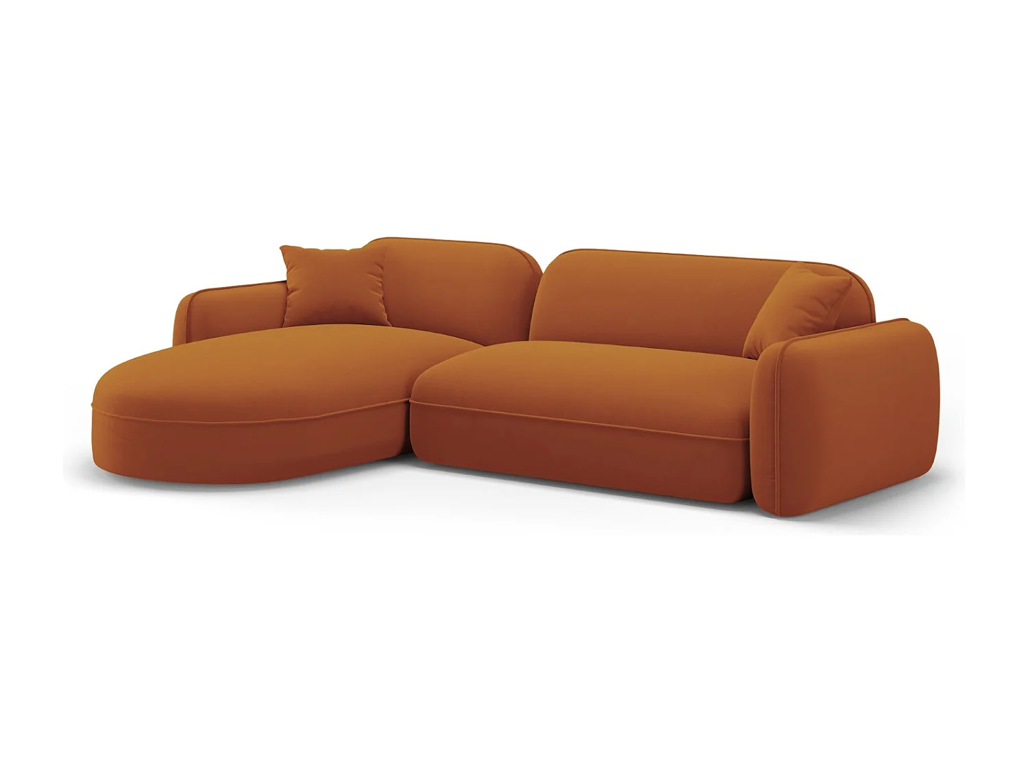 CXL by Christian Lacroix - Canapé d'angle gauche modulable "Lucien" 4 places en velours terracotta - 275x165x70cm