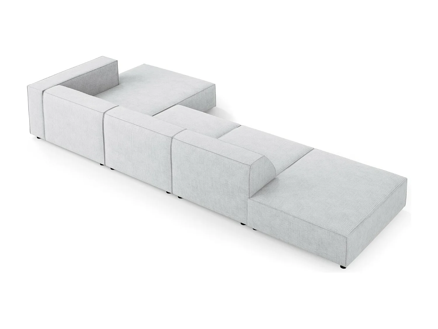 Cosmopolitan Design - Rechter hoekbank "Arendal" 5 zitplaatsen, Chenille met ribbeleffect, Lichtgrijs - 341x166x70cm