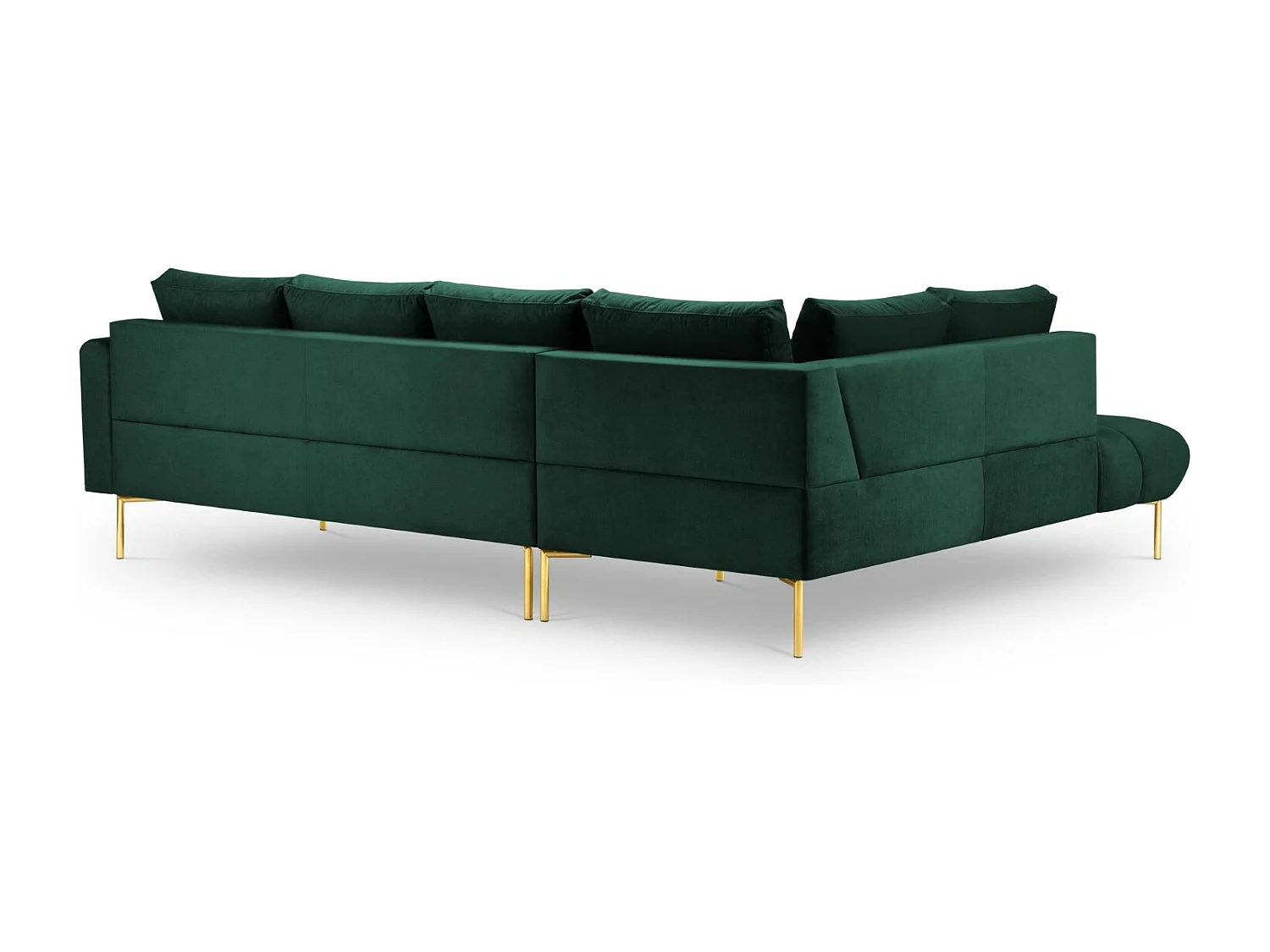 Cosmopolitan Design - 5-Sitzer Ecksofa links "Hastings" aus Samt flaschengrün - 301x216x75cm