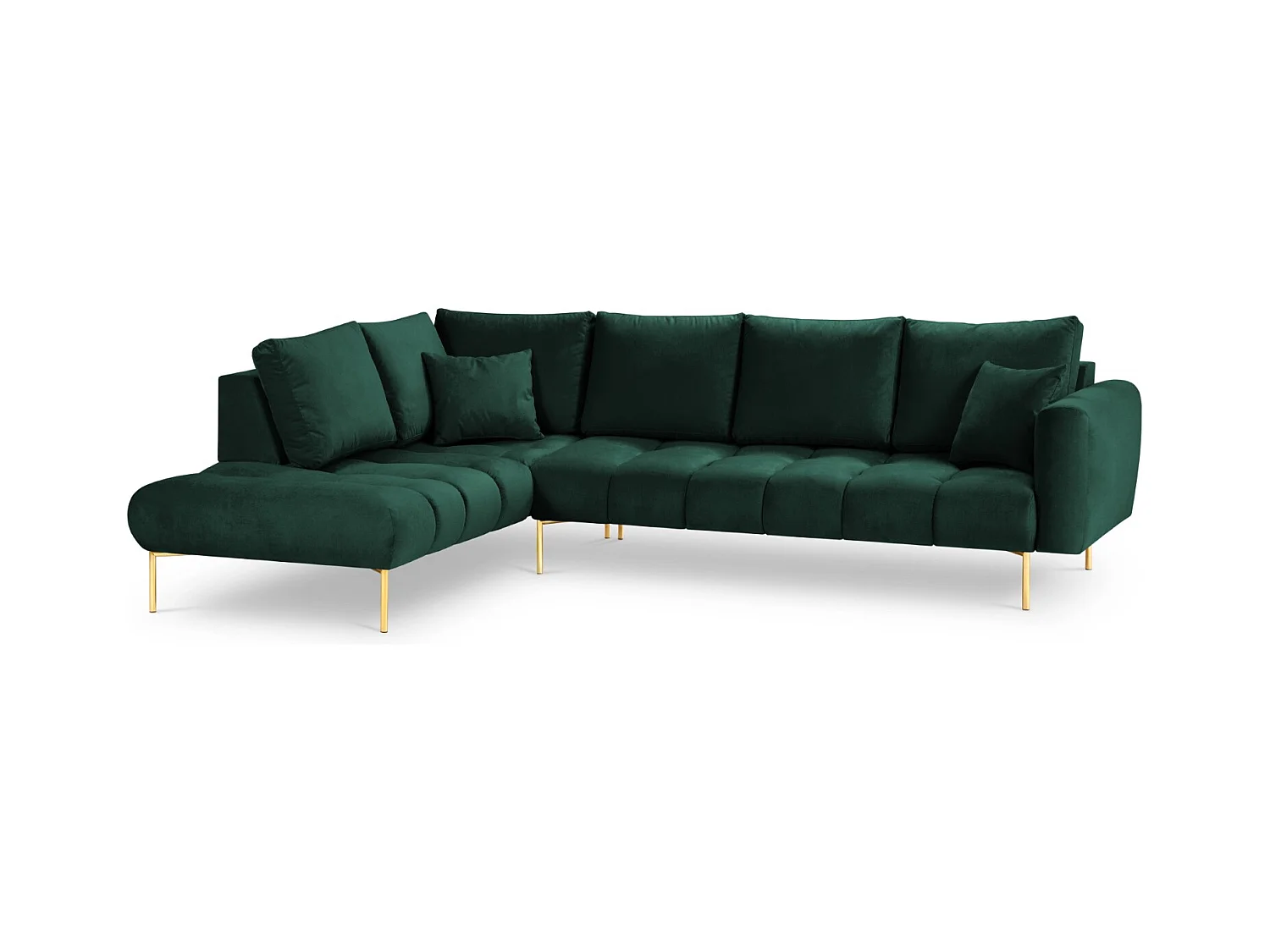 Cosmopolitan Design - Canapé d'angle gauche "Hastings" 5 places en velours vert bouteille - 301x216x75cm