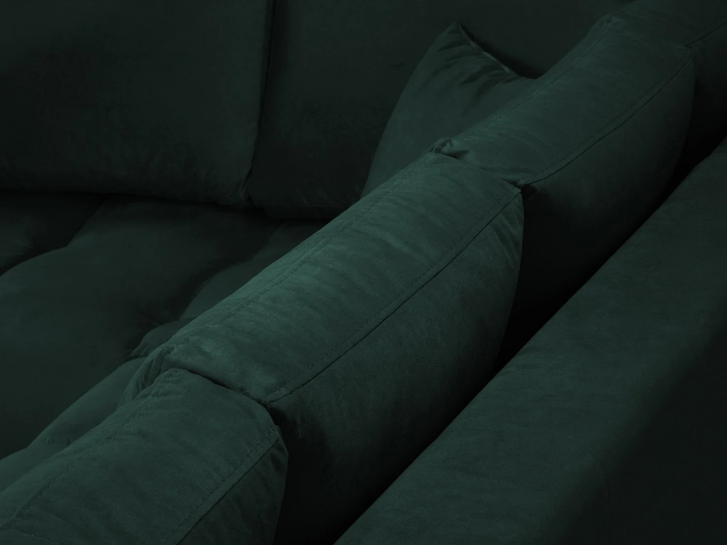 Cosmopolitan Design - Sofá de canto esquerdo "Hastings" 5 lugares em veludo verde garrafa - 301x216x75cm
