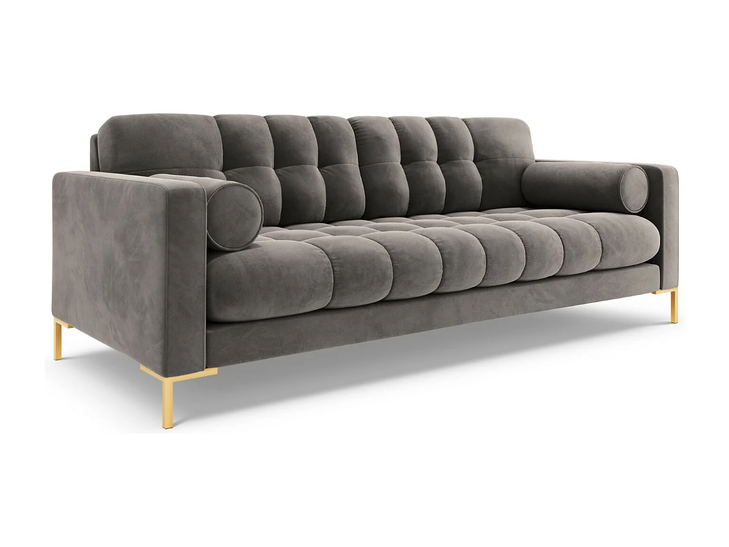 Cosmopolitan Design - 4-Sitzer Sofa "Bali" aus Samt hellgrau - 217x92x75cm