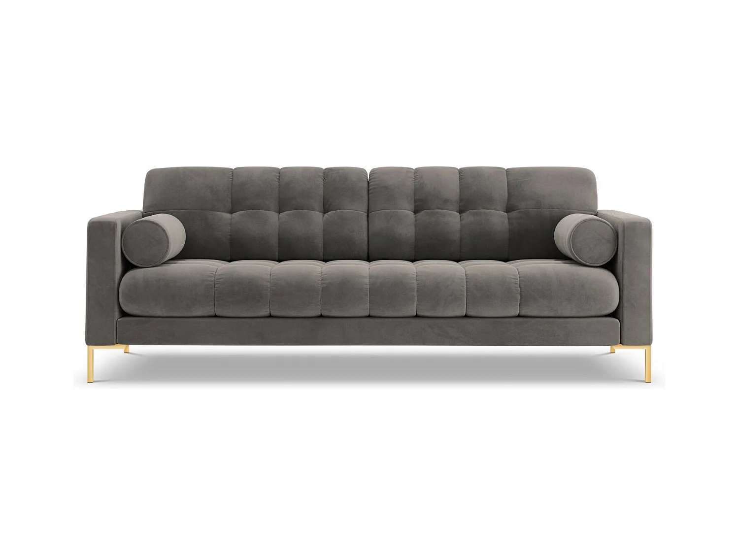 Cosmopolitan Design - Bank "Bali" 4 zitplaatsen, Flueel, Lichtgrijs - 217x92x75cm