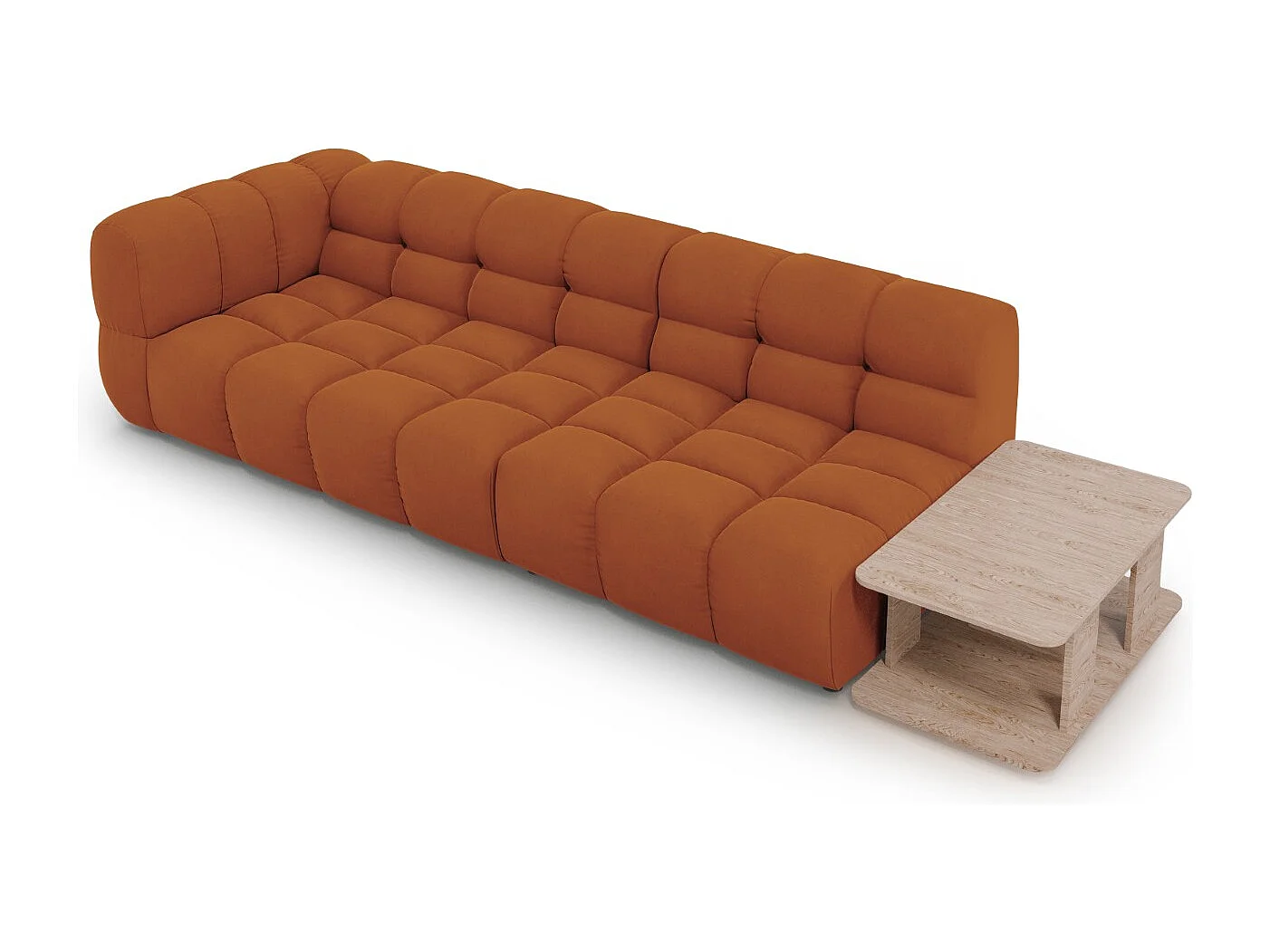 Cosmopolitan Design - Sofa modułowa bok prawy, "Sky" 4 miejsca welur, terakota - 297x102x75cm