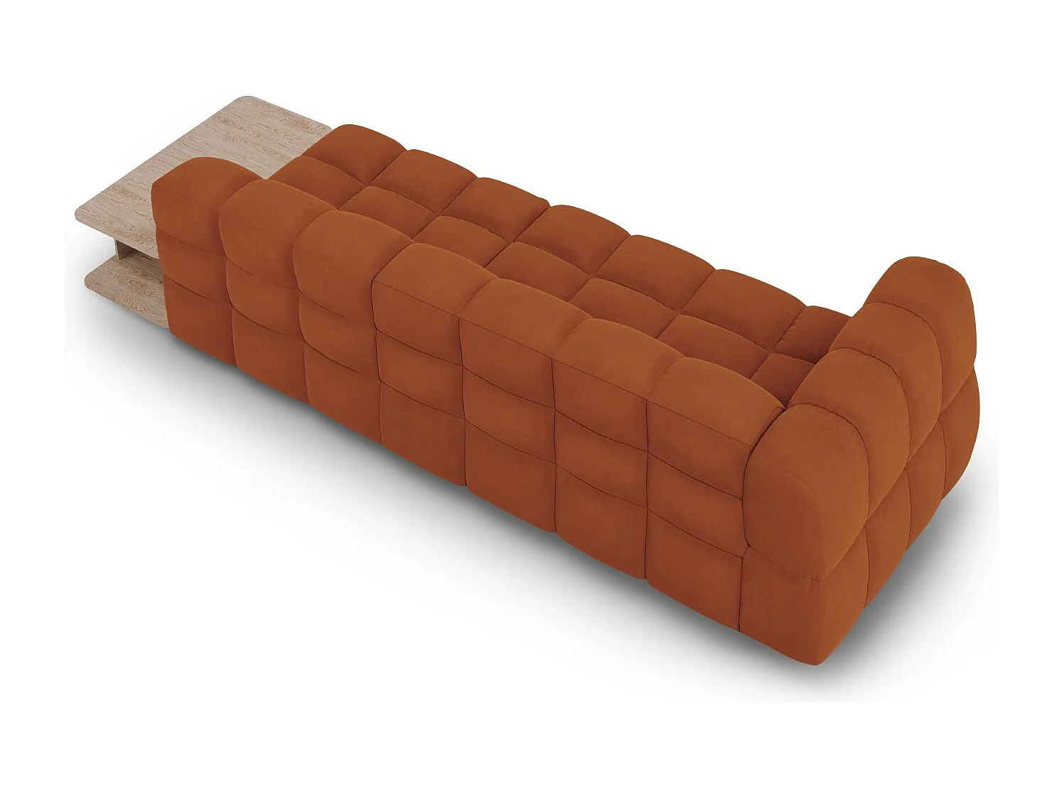 Cosmopolitan Design - Sofa modułowa bok prawy, "Sky" 4 miejsca welur, terakota - 297x102x75cm