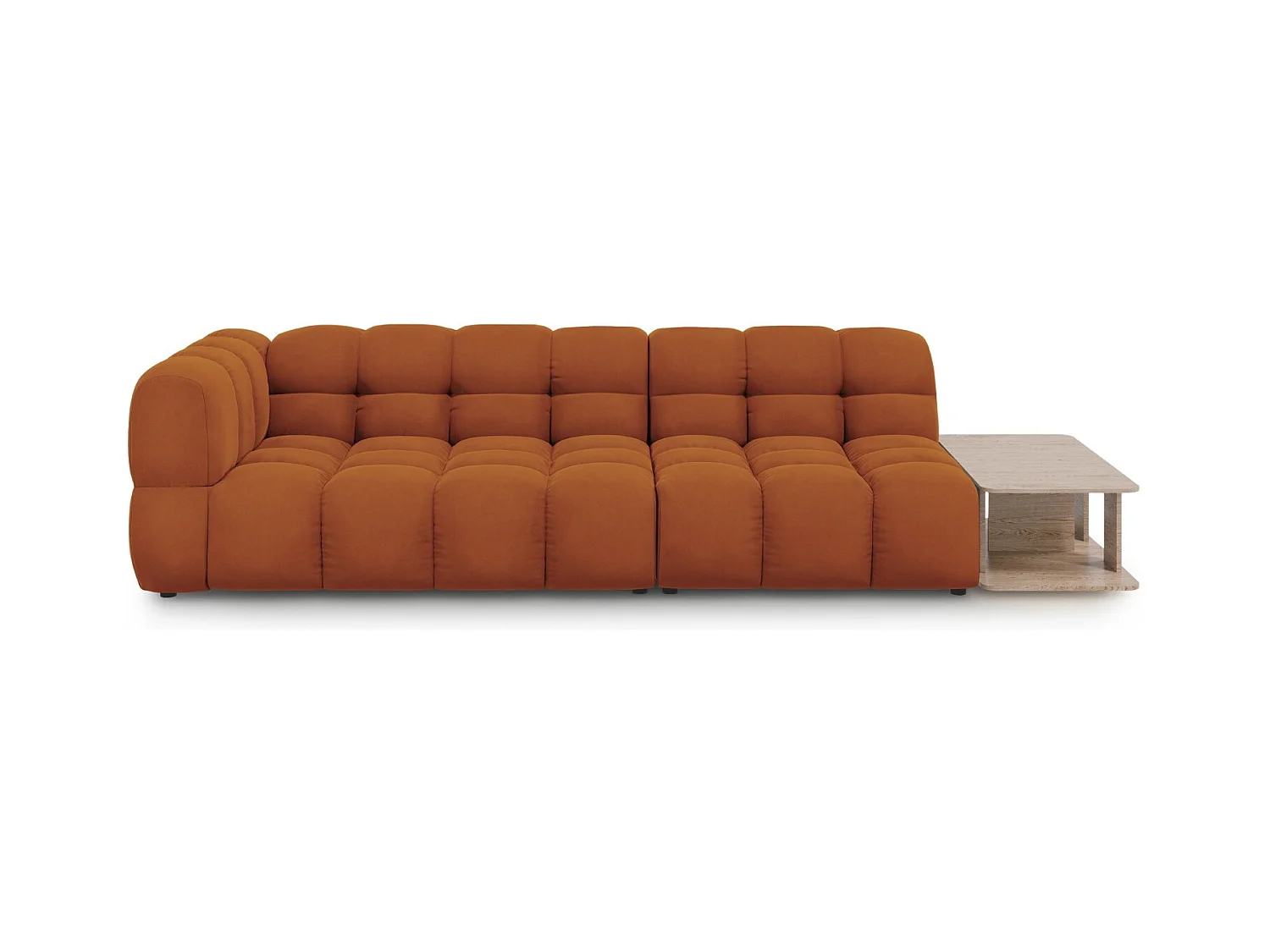 Cosmopolitan Design - Rechte modulaire bank "Sky" 4 zitplaatsen, Flueel, Terracotta - 297x102x75cm