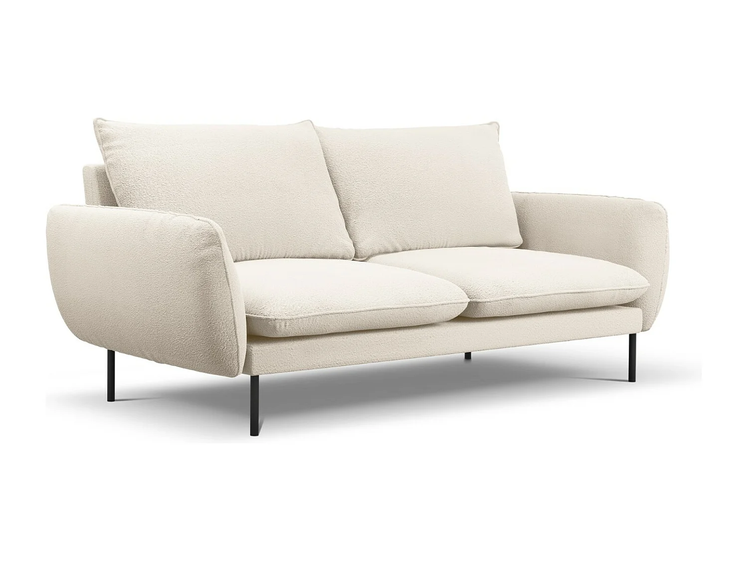 Cosmopolitan Design - Sofá "Vienna" 3 lugares em tecido bouclé bege - 200x92x95cm