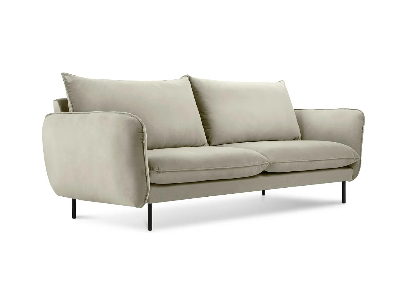 Cosmopolitan Design - Canapé "Vienna" 2 places en velours beige - 160x92x95cm