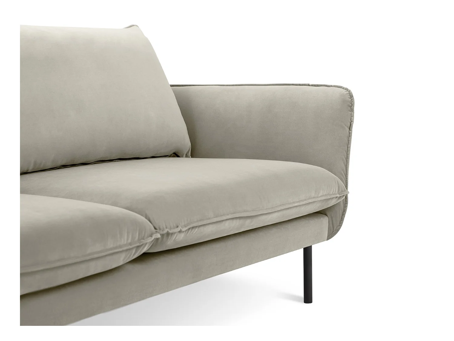Cosmopolitan Design - Bank "Vienna" 2 zitplaatsen, Flueel, Beige - 160x92x95cm