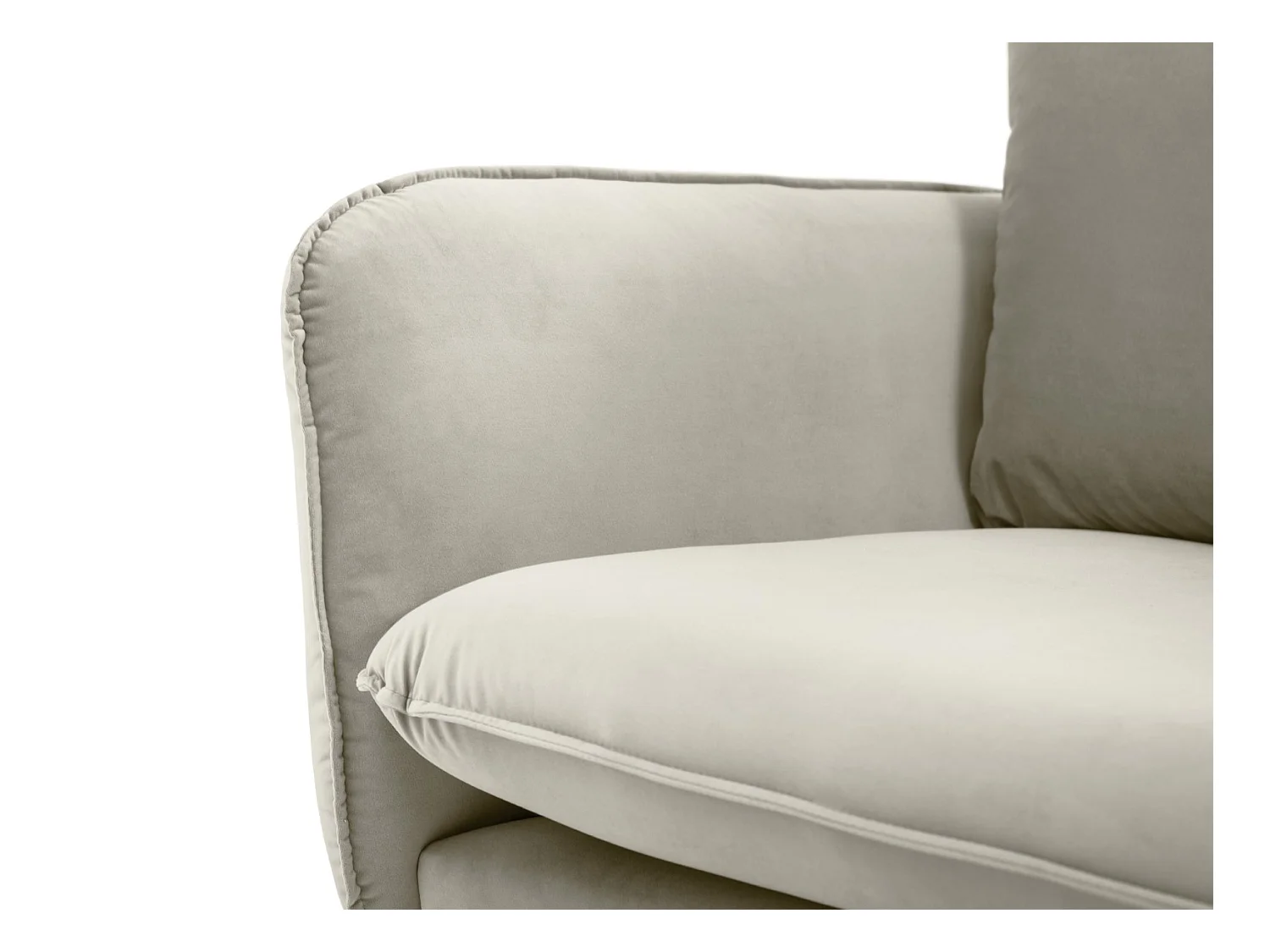 Cosmopolitan Design - Bank "Vienna" 2 zitplaatsen, Flueel, Beige - 160x92x95cm