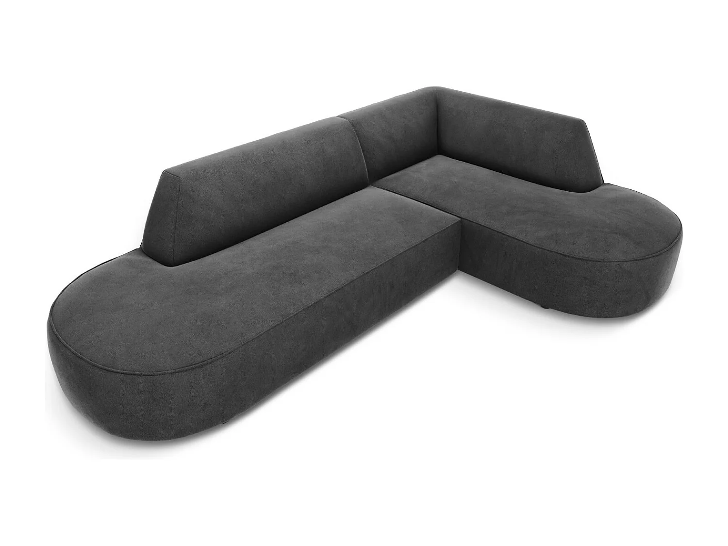CXL by Christian Lacroix - 4-Sitzer Ecksofa rechts "Charles" Sitzer aus Samt dunkelgrau - 273x180x69cm