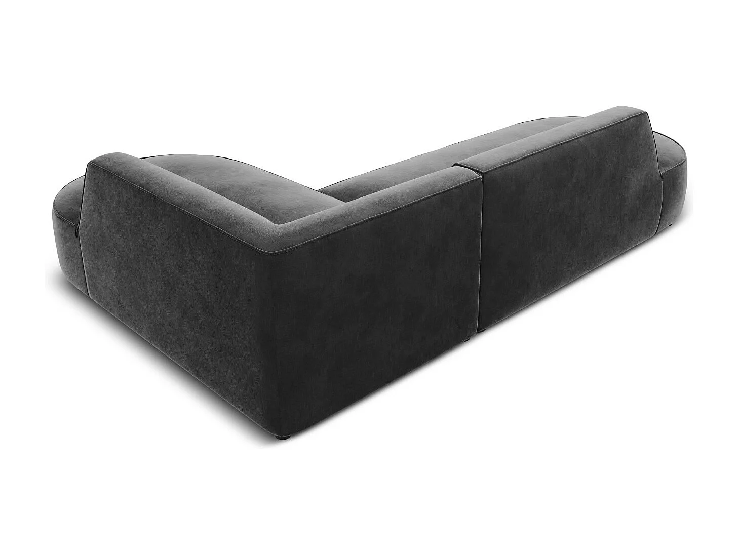 CXL by Christian Lacroix - Canapé d'angle droit "Charles" 4 places en velours gris foncé - 273x180x69cm