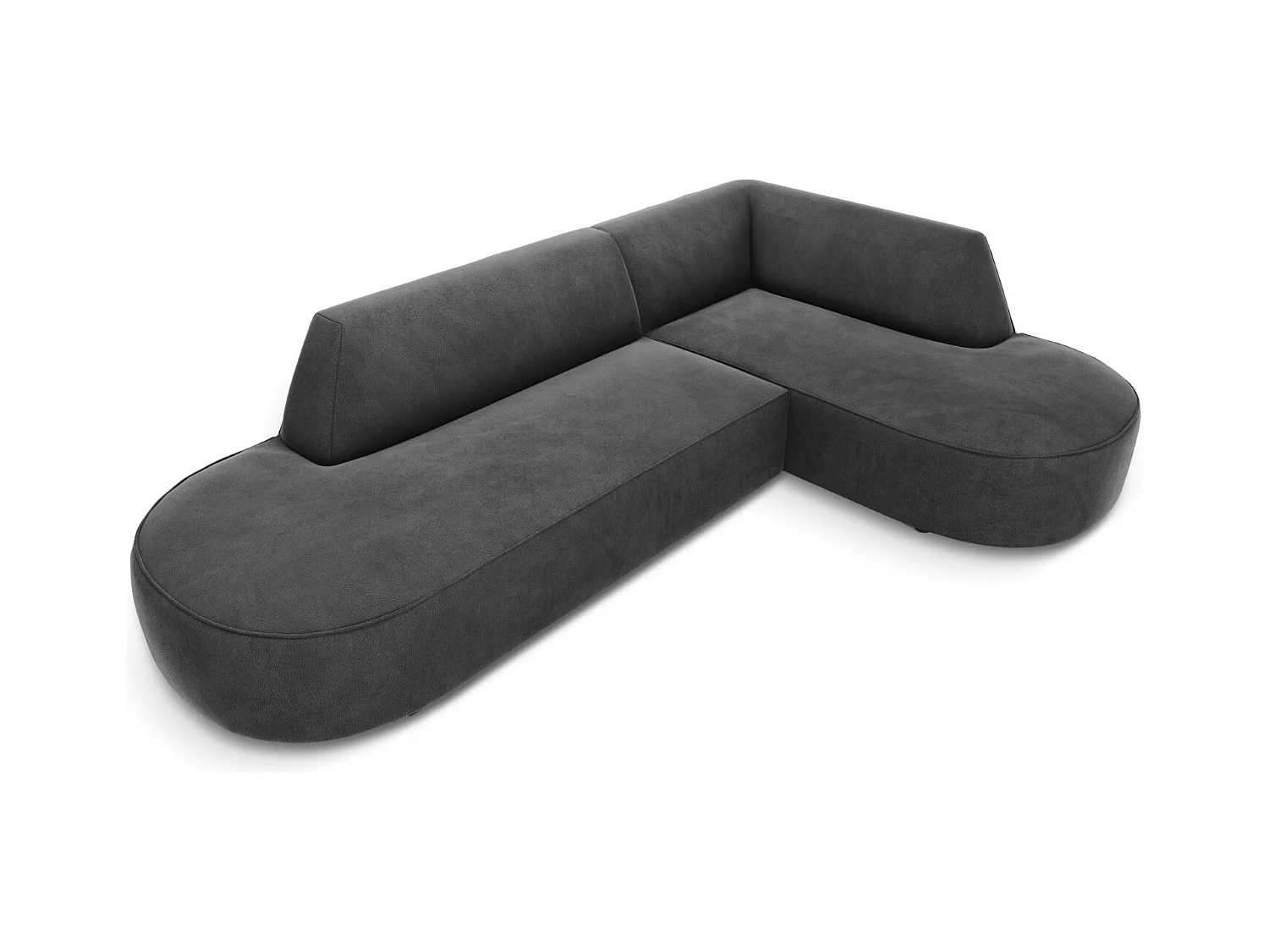 CXL by Christian Lacroix - Canapé d'angle droit "Charles" 4 places en velours gris foncé - 273x180x69cm