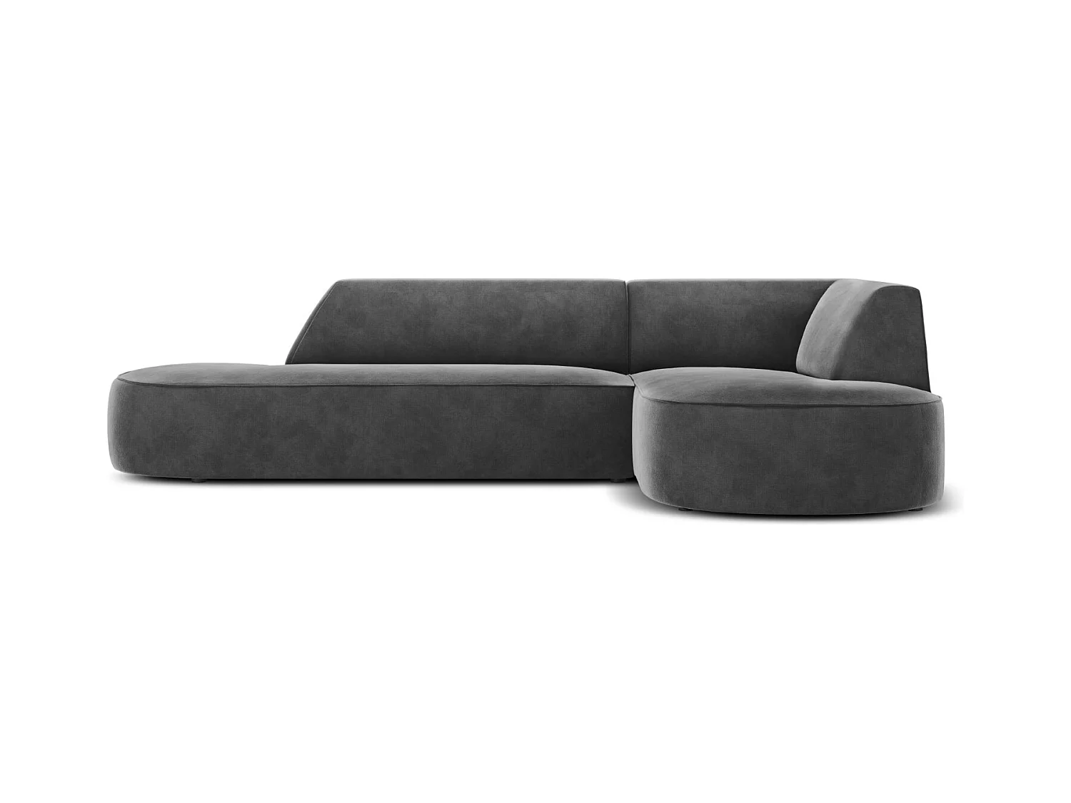 CXL by Christian Lacroix - Canapé d'angle droit "Charles" 4 places en velours gris foncé - 273x180x69cm