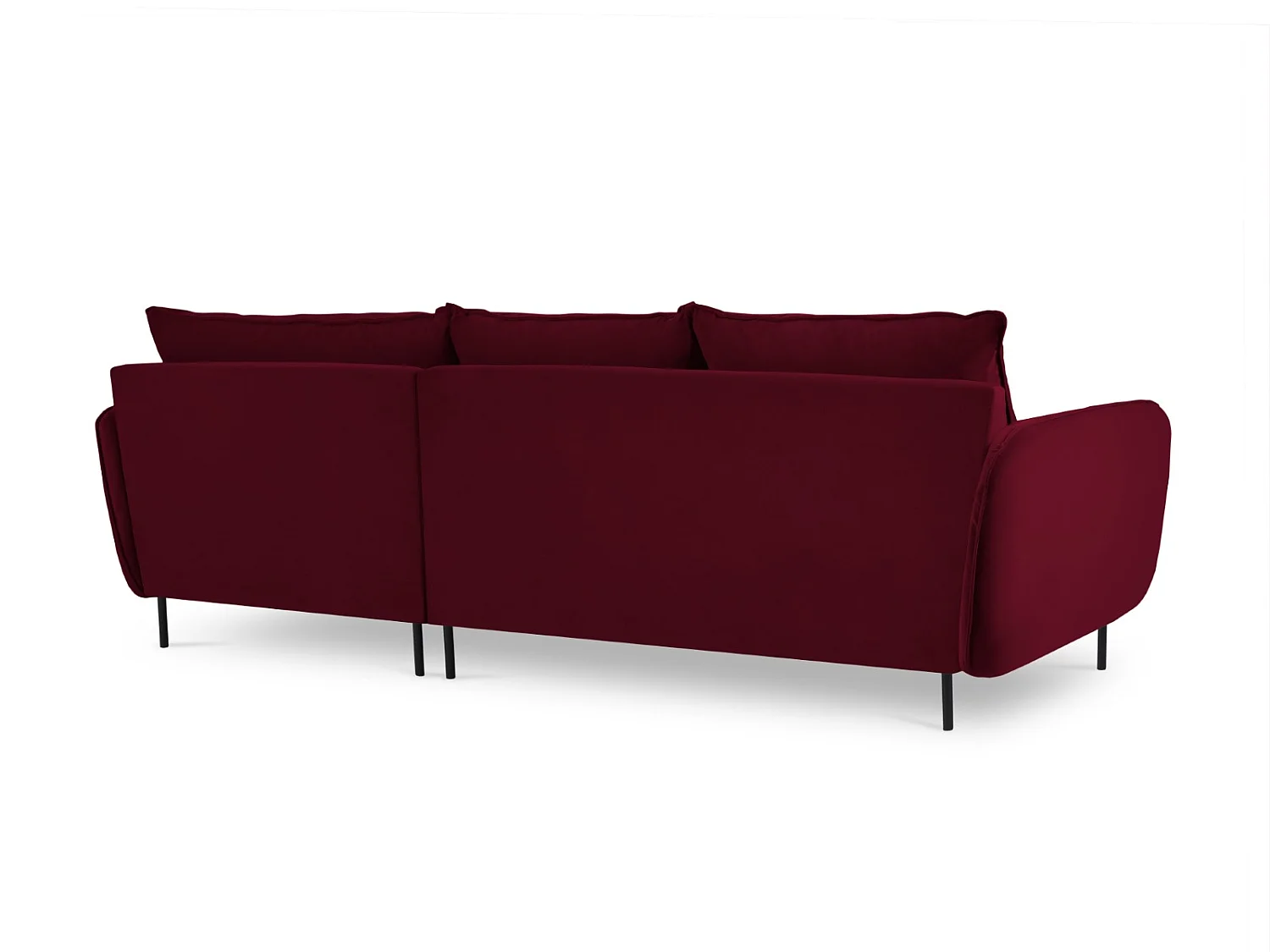 Cosmopolitan Design - Rechter hoekbank "Vienna" 5 zitplaatsen, Flueel, Rood - 255x170x95cm