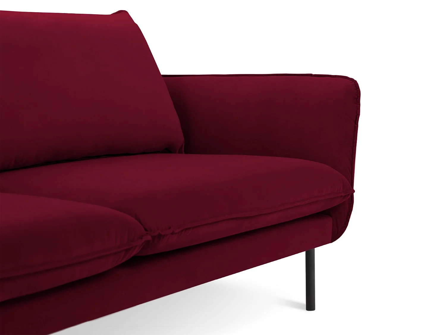 Cosmopolitan Design - Rechter hoekbank "Vienna" 5 zitplaatsen, Flueel, Rood - 255x170x95cm