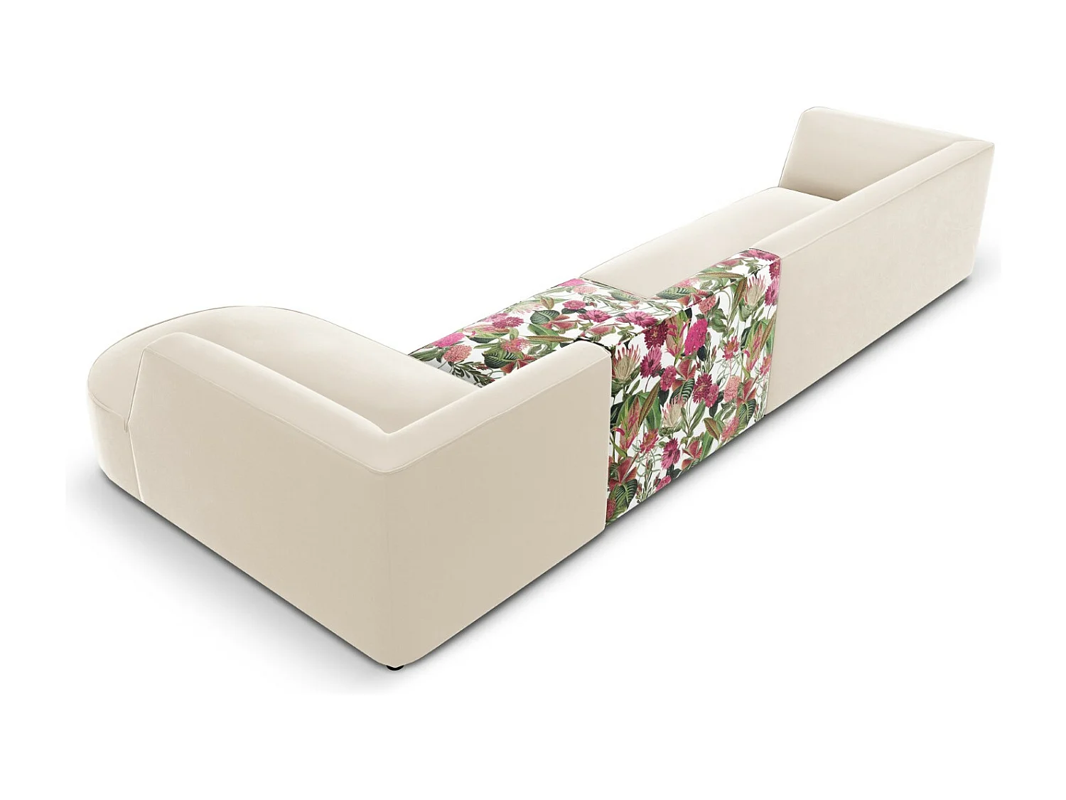 CXL by Christian Lacroix - Divano angolare destro "Charles" 5 posti in velluto motivo di rose da giardino - 366x180x69cm