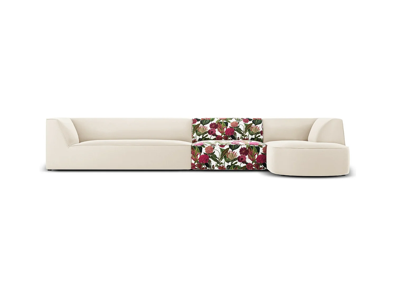 CXL by Christian Lacroix - 5-Sitzer Ecksofa rechts "Charles" Sitzer aus Samt rosengarten-motiv - 366x180x69cm