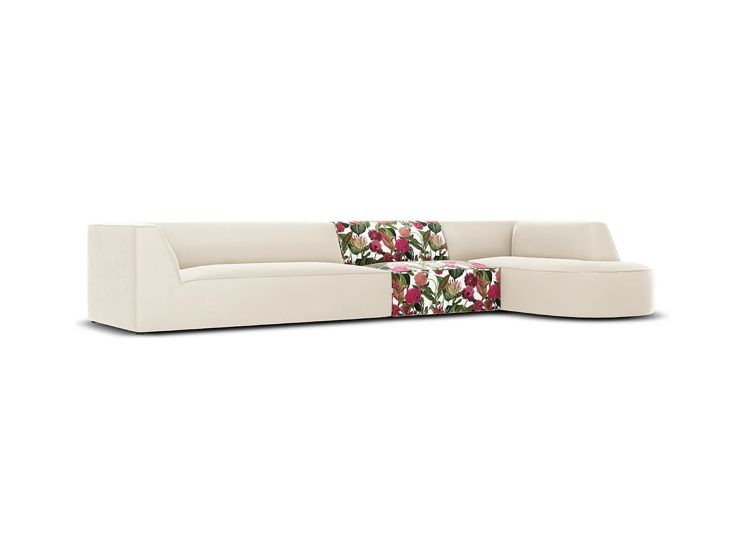 CXL by Christian Lacroix - 5-Sitzer Ecksofa rechts "Charles" Sitzer aus Samt rosengarten-motiv - 366x180x69cm