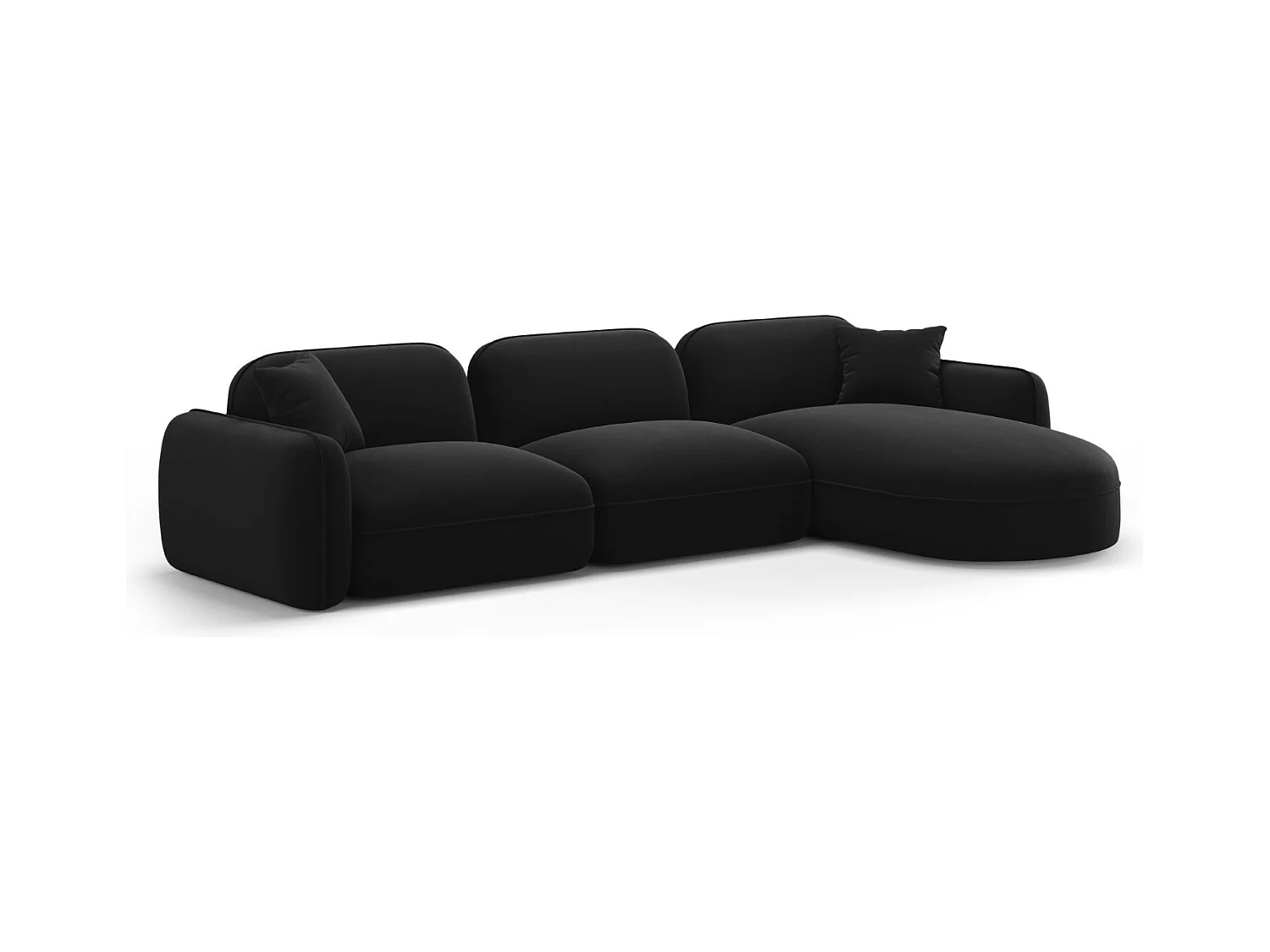 CXL by Christian Lacroix - Canapé d'angle droit modulable "Lucien" 4 places en velours noir - 320x165x70cm