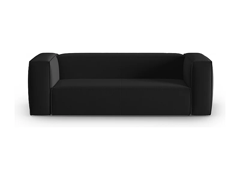 Cosmopolitan Design - Sofa, "Mackay" 3 miejsca welur, czarny - 200x94x73cm