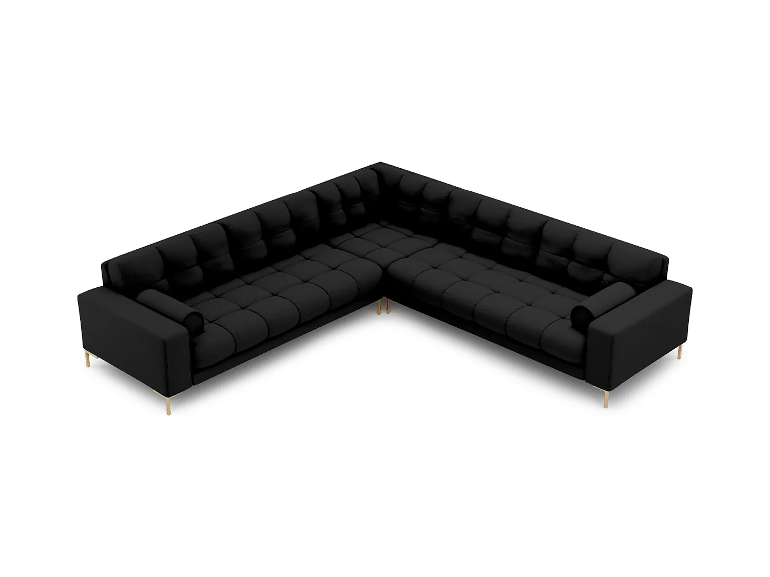 Cosmopolitan Design - Symmetrische hoekbank "Bali" 6 zitplaatsen, Structurele stof, Zwart - 256x256x75cm