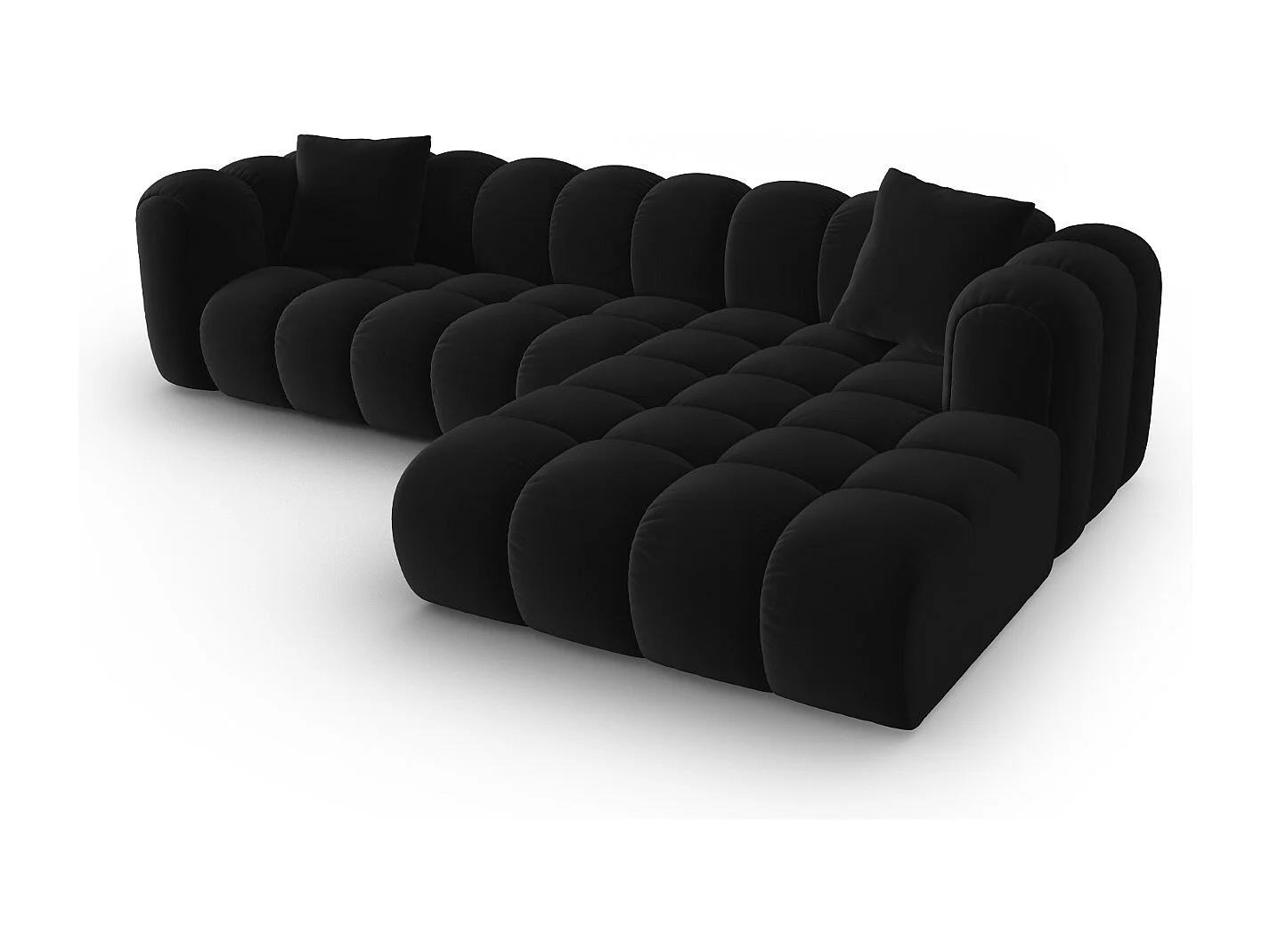 CXL by Christian Lacroix - Divano angolare modulare destro "Clotilde" 4 posti in velluto nero - 306x190x70cm