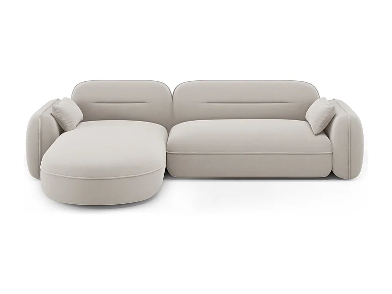 Cosmopolitan Design - Divano angolare modulare sinistro "Sydney" 4 posti in velluto beige chiaro - 275x165x70cm