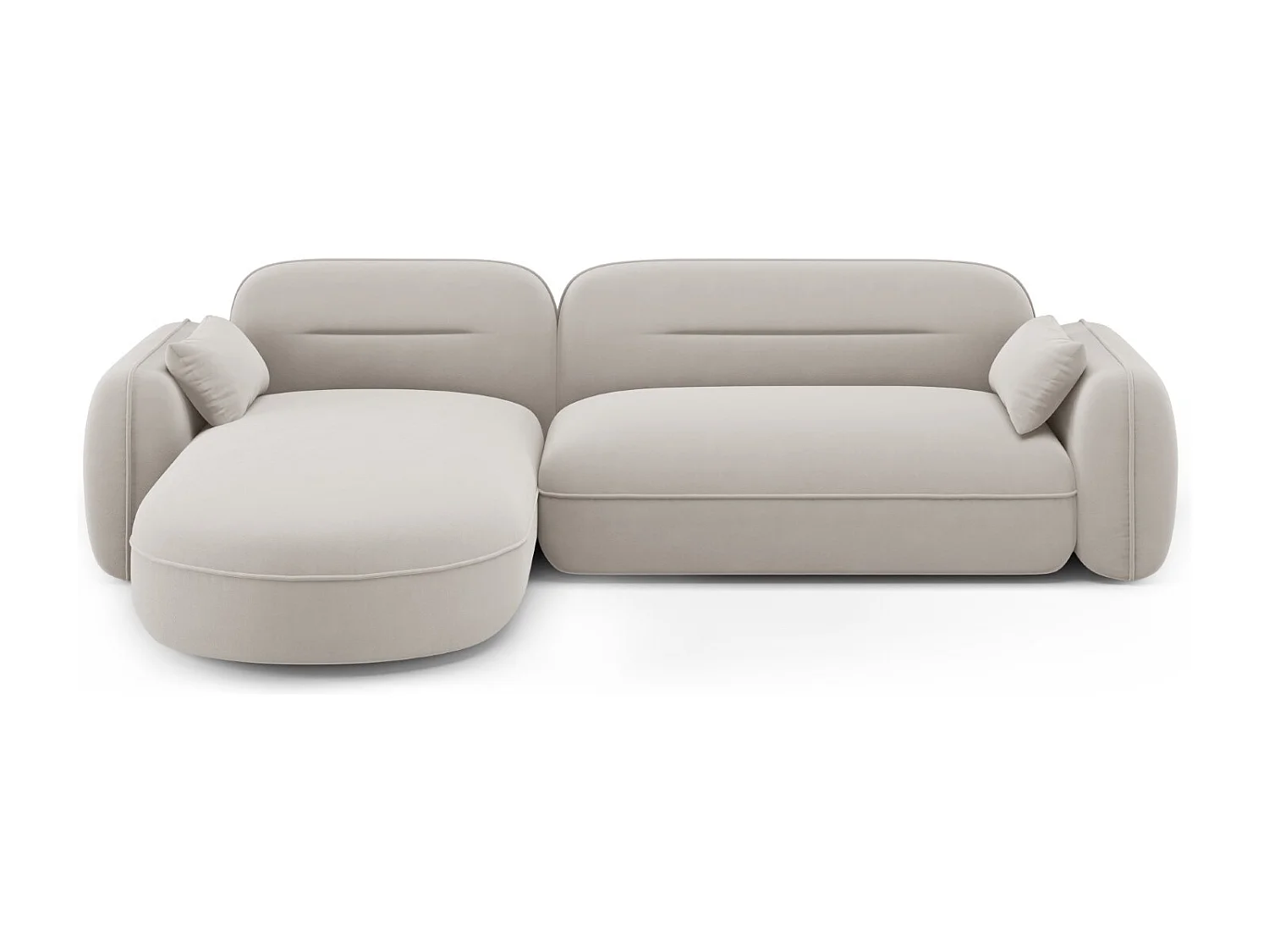 Cosmopolitan Design - Modulaire hoekbank links "Sydney" 4 zitplaatsen, Flueel, Lichtbeige - 275x165x70cm