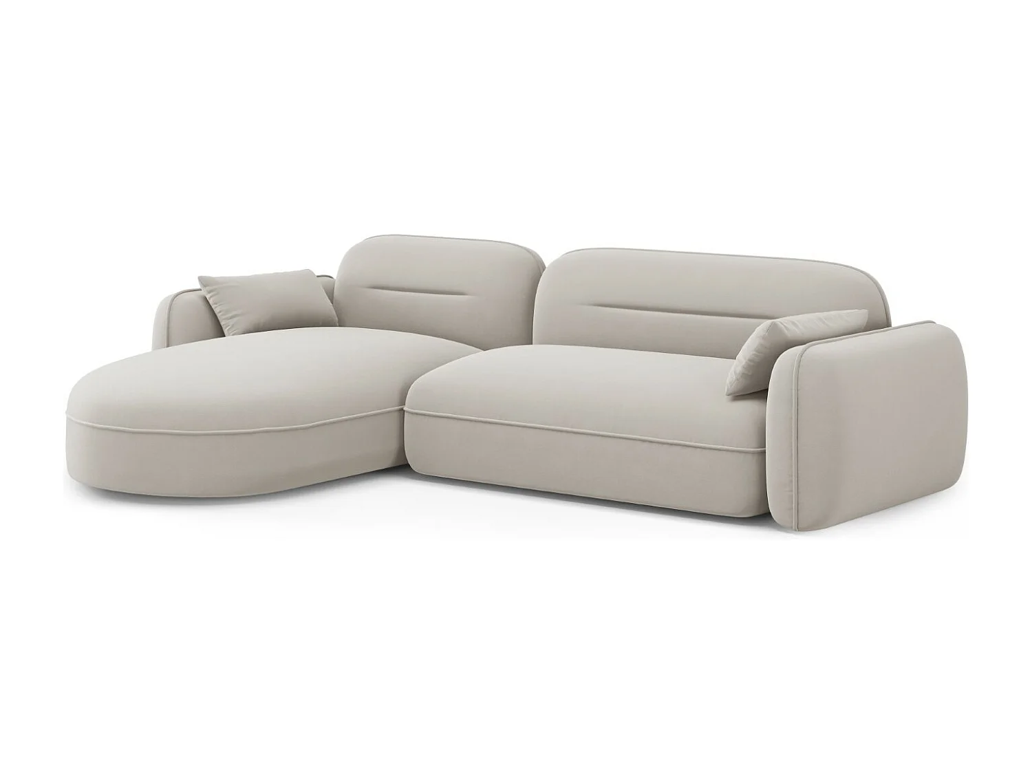 Cosmopolitan Design - Modulaire hoekbank links "Sydney" 4 zitplaatsen, Flueel, Lichtbeige - 275x165x70cm