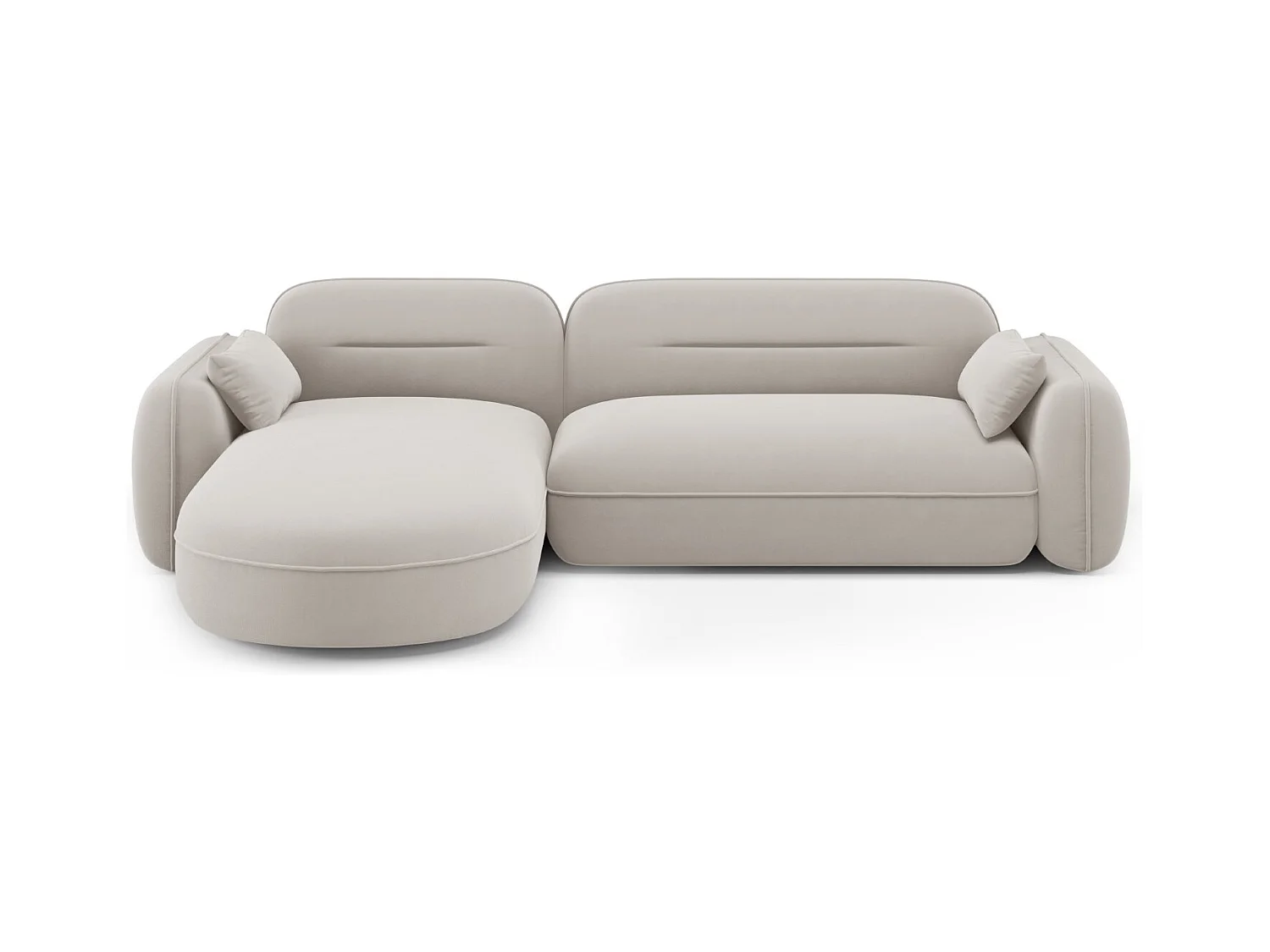 Cosmopolitan Design - Modulaire hoekbank links "Sydney" 4 zitplaatsen, Flueel, Lichtbeige - 275x165x70cm