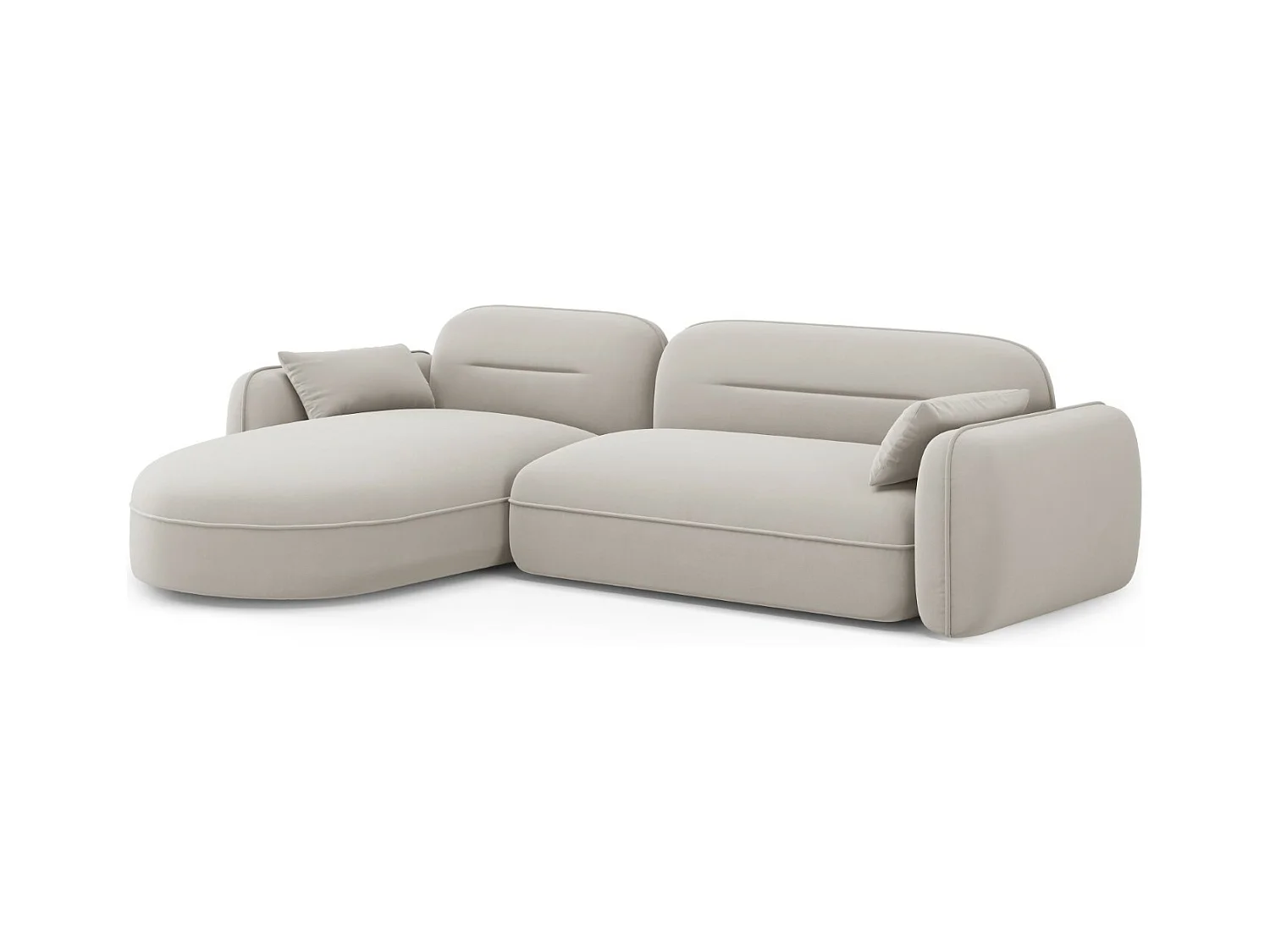 Cosmopolitan Design - Canapé d'angle gauche modulable "Sydney" 4 places en velours beige clair - 275x165x70cm