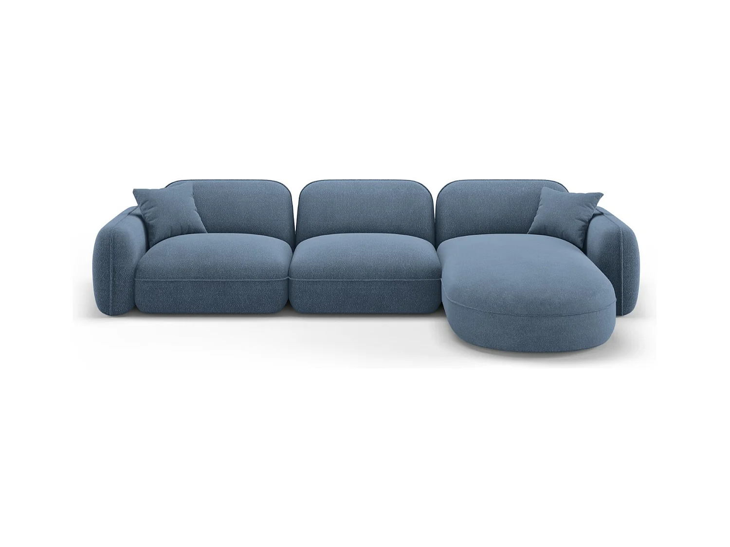 CXL by Christian Lacroix - Canapé d'angle droit modulable "Lucien" 4 places en velours blue jeans - 320x165x70cm
