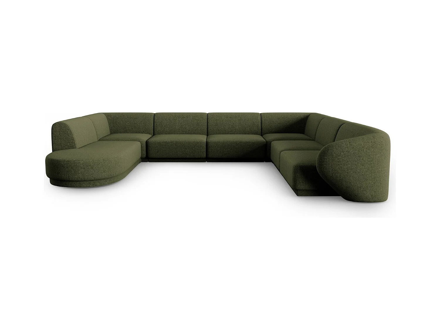 CXL by Christian Lacroix - Modulaire panoramische hoekbank rechts "Lionel" 8 zitplaatsen, Chenille, Heide Groen - 342x323x74cm