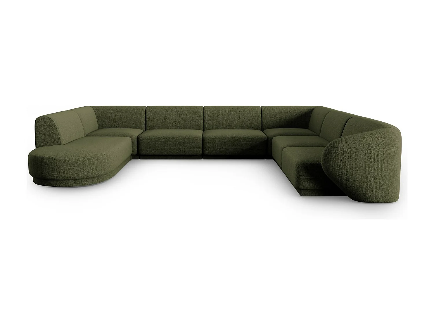 CXL by Christian Lacroix - Divano modulare panoramico destro "Lionel" 8 posti in ciniglia verde screziato - 342x323x74cm