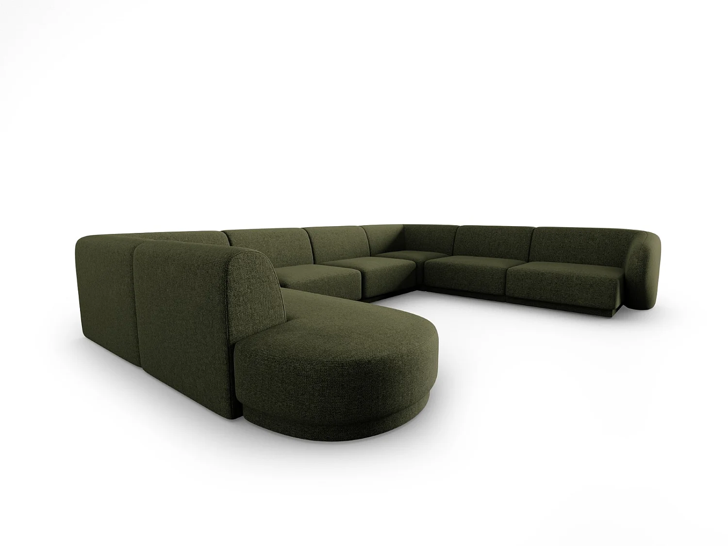 CXL by Christian Lacroix - Divano modulare panoramico destro "Lionel" 8 posti in ciniglia verde screziato - 342x323x74cm
