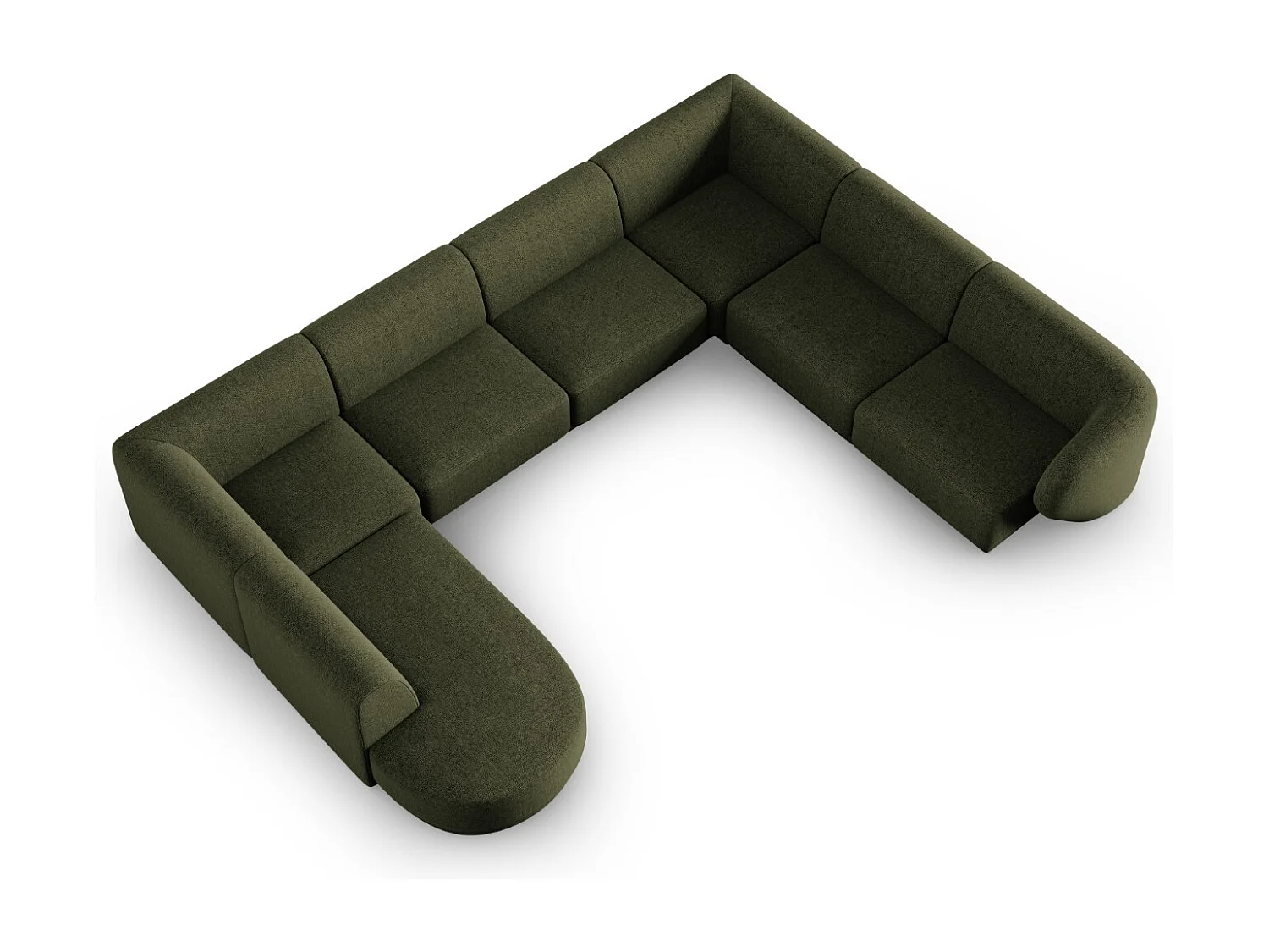 CXL by Christian Lacroix - Divano modulare panoramico destro "Lionel" 8 posti in ciniglia verde screziato - 342x323x74cm