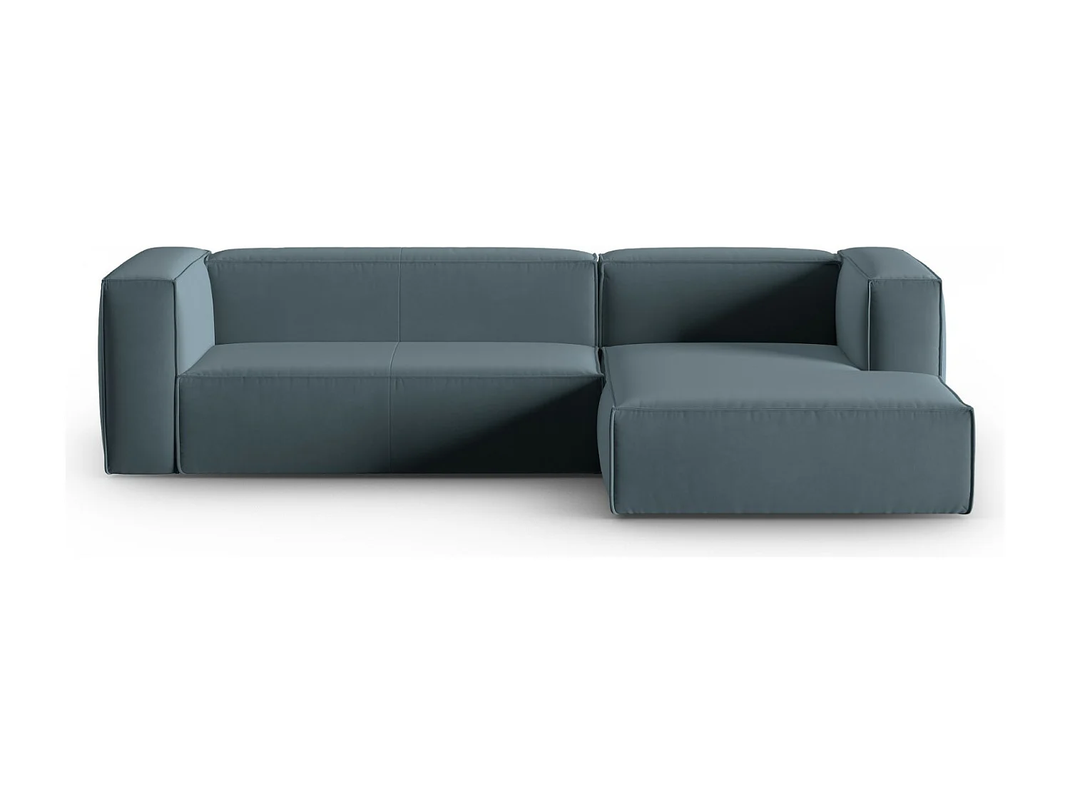 Cosmopolitan Design - Rechter hoekbank "Mackay" 4 zitplaatsen, Flueel, Pastelblauw - 282x166x73cm