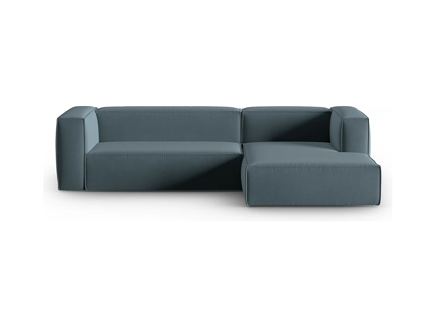 Cosmopolitan Design - Rechter hoekbank "Mackay" 4 zitplaatsen, Flueel, Pastelblauw - 282x166x73cm