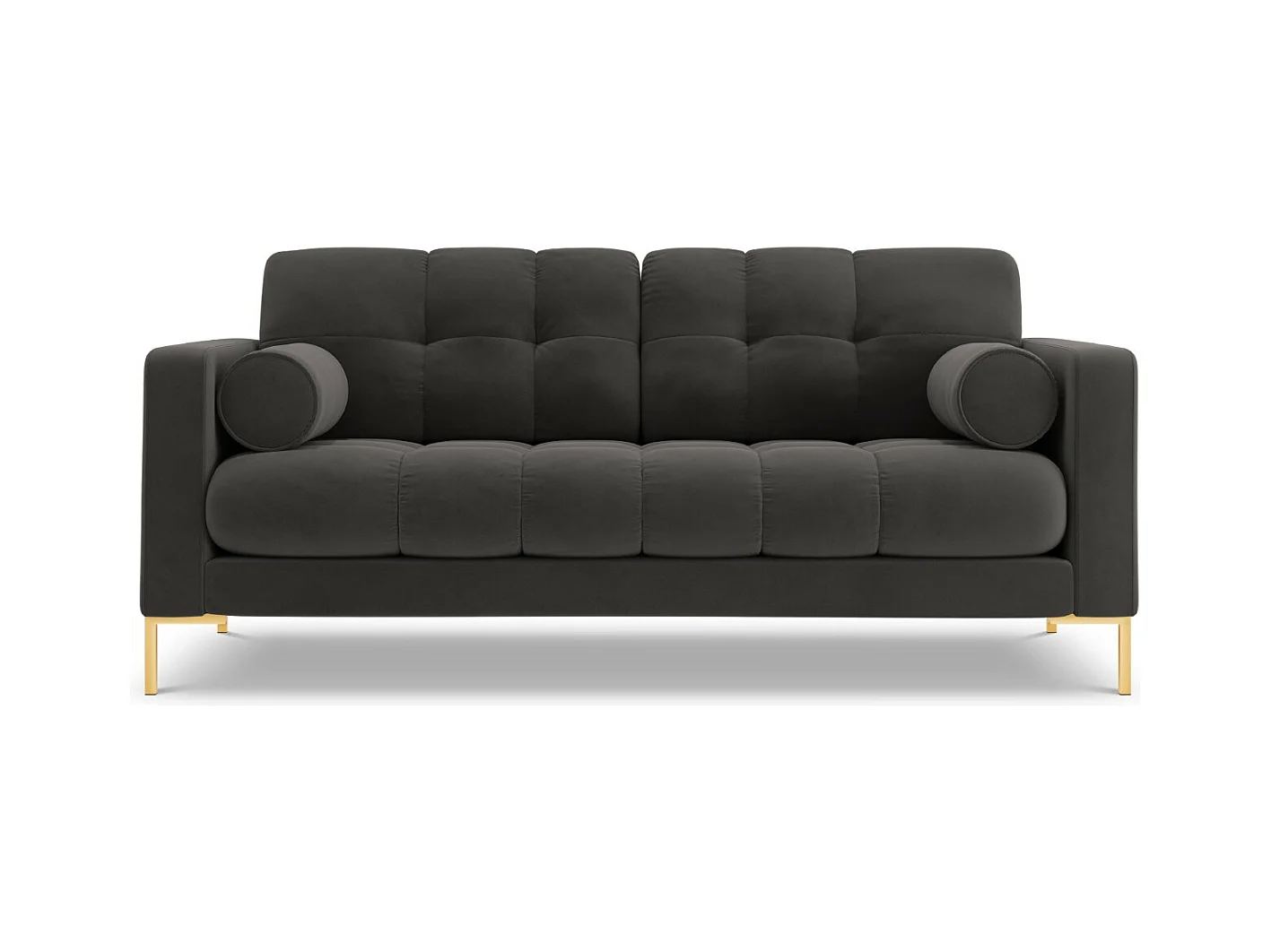 Cosmopolitan Design - Canapé "Bali" 2 places en velours gris foncé - 152x92x75cm