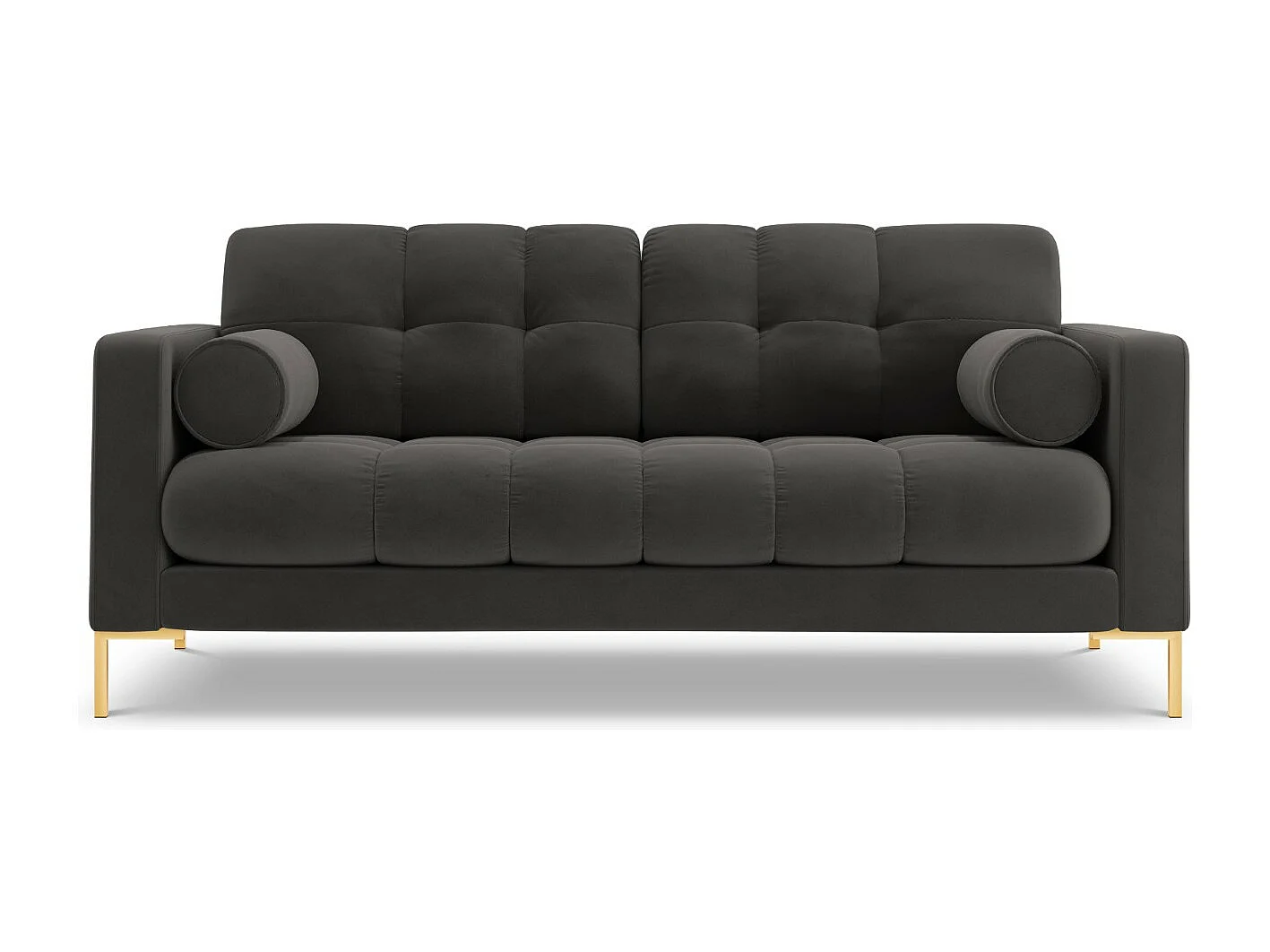 Cosmopolitan Design - Sofá "Bali" 2 lugares em veludo cinza escuro - 152x92x75cm